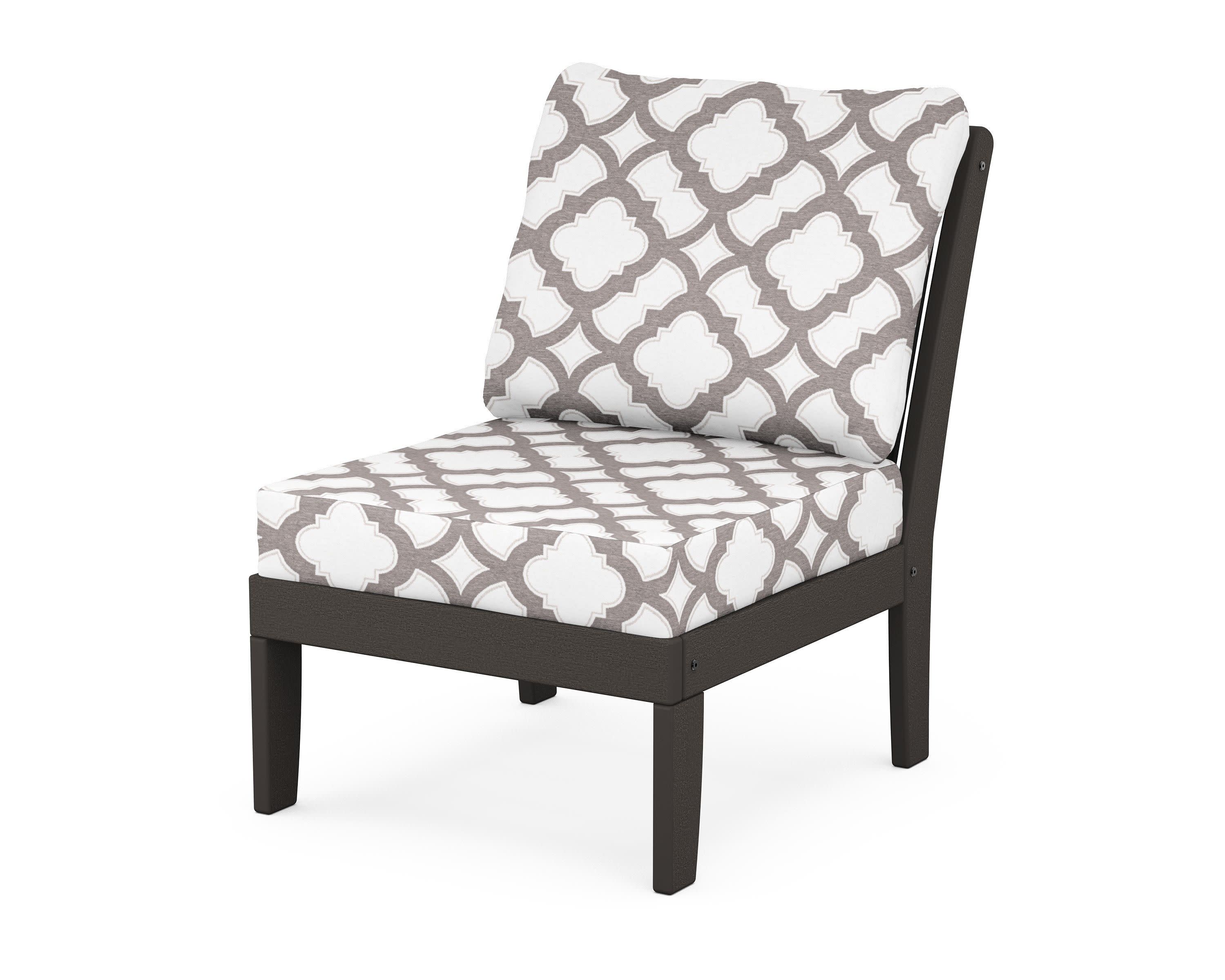 Braxton Modular Armless Chair in Vintage Coffee / Trellis Grey Mist