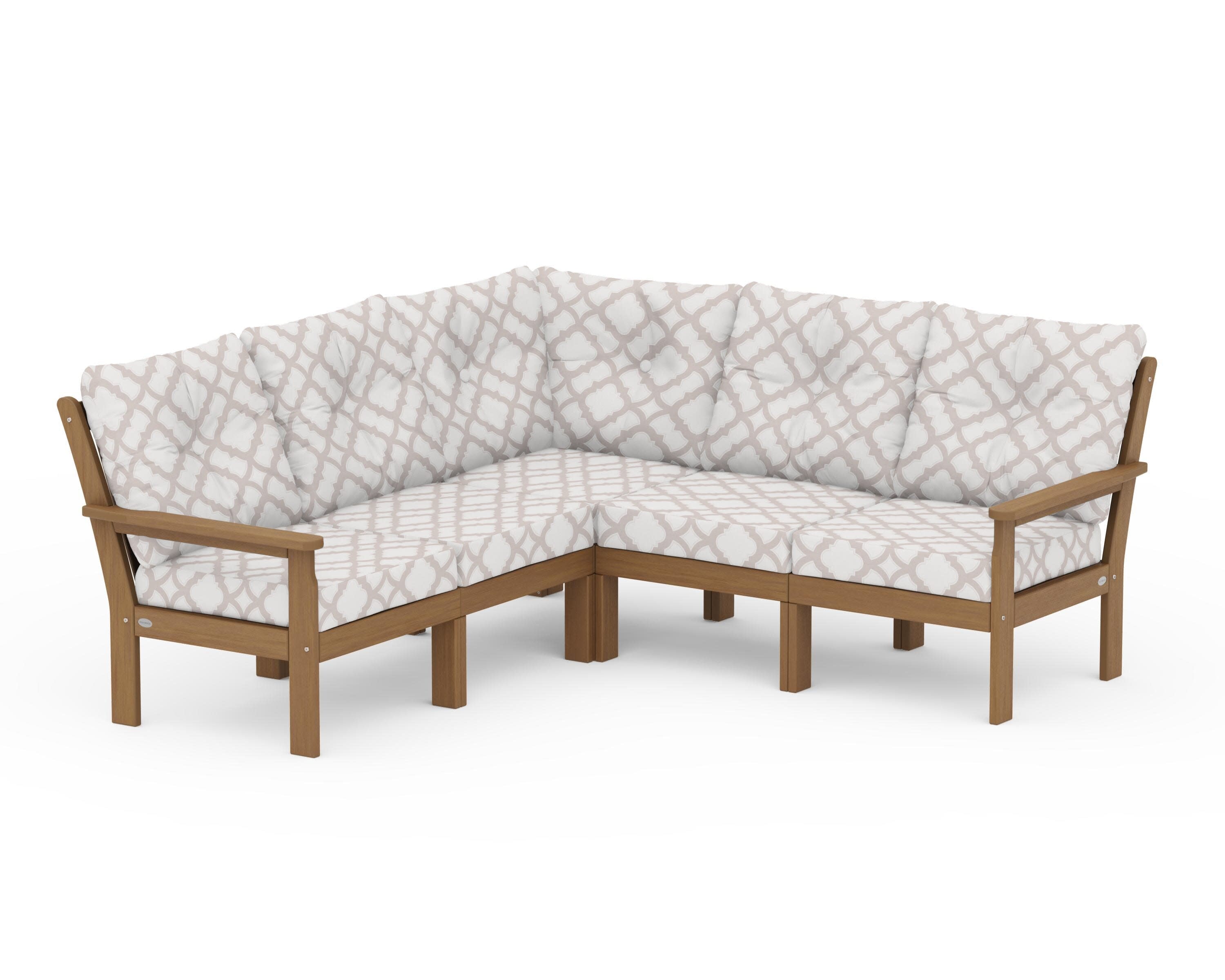 Vineyard 5-Piece Sectional in Natural / Trellis Dune Burlap