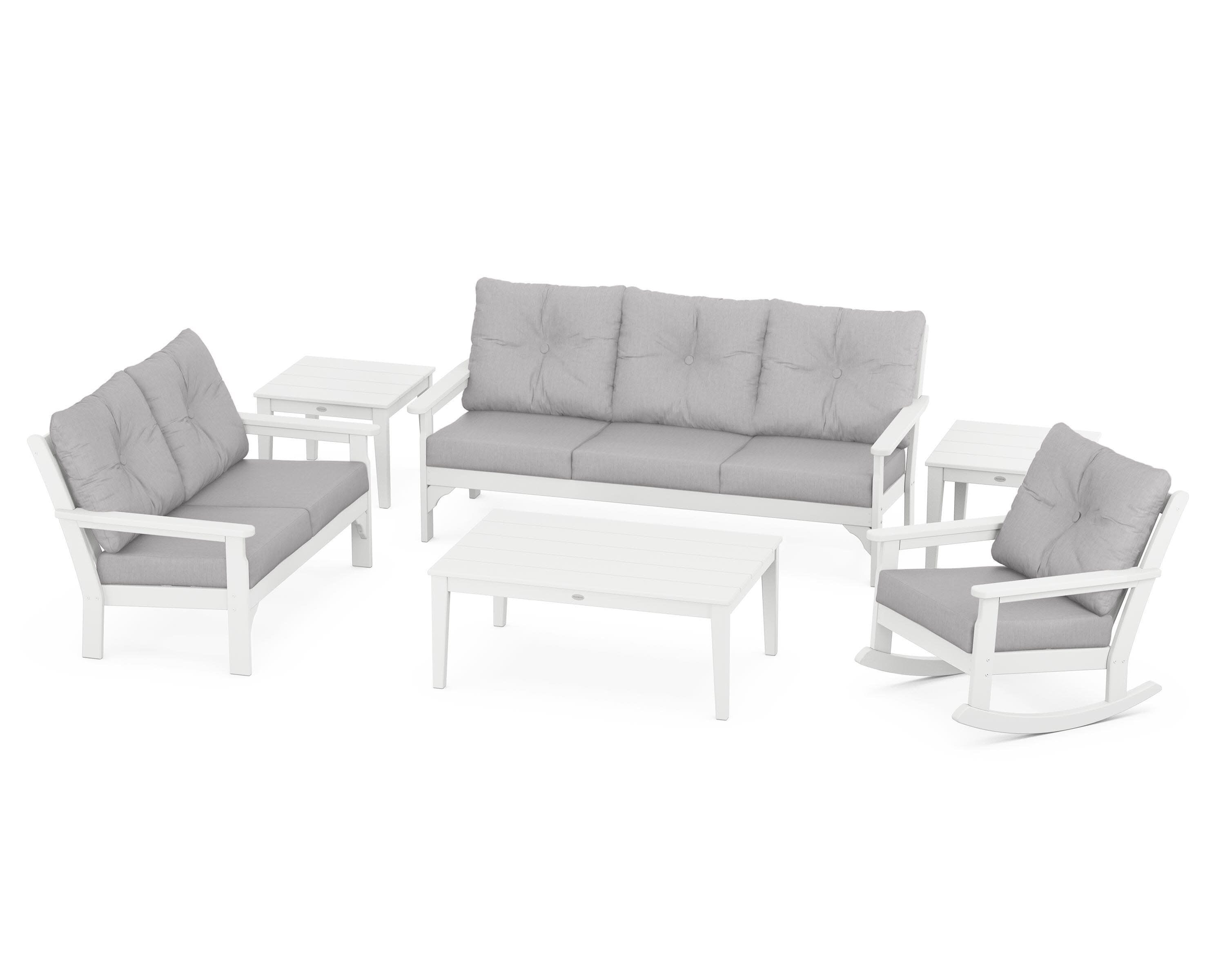 Vineyard 6-Piece Deep Seating Set in White / Granite