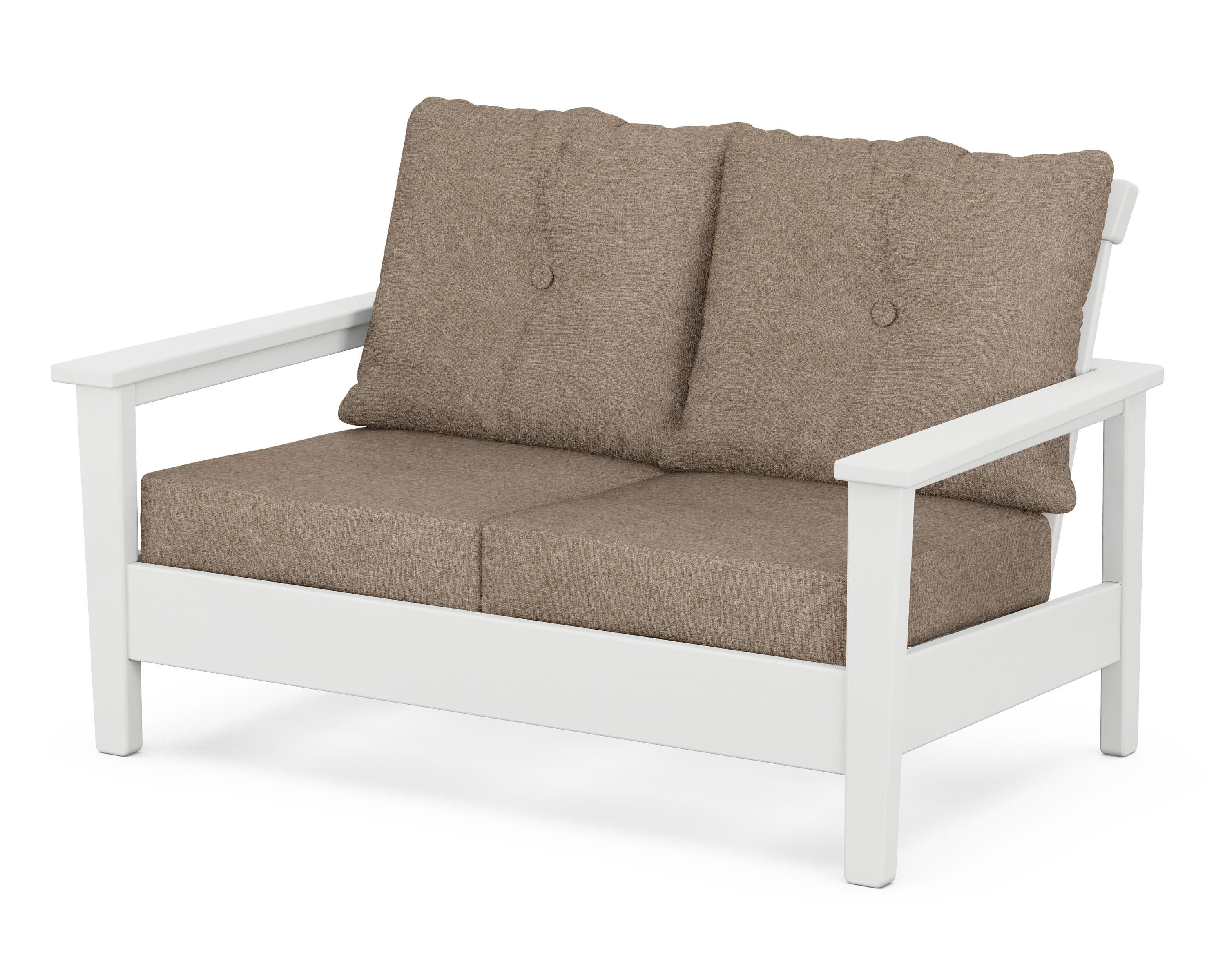 Prescott Deep Seating Loveseat in White / Spiced Burlap