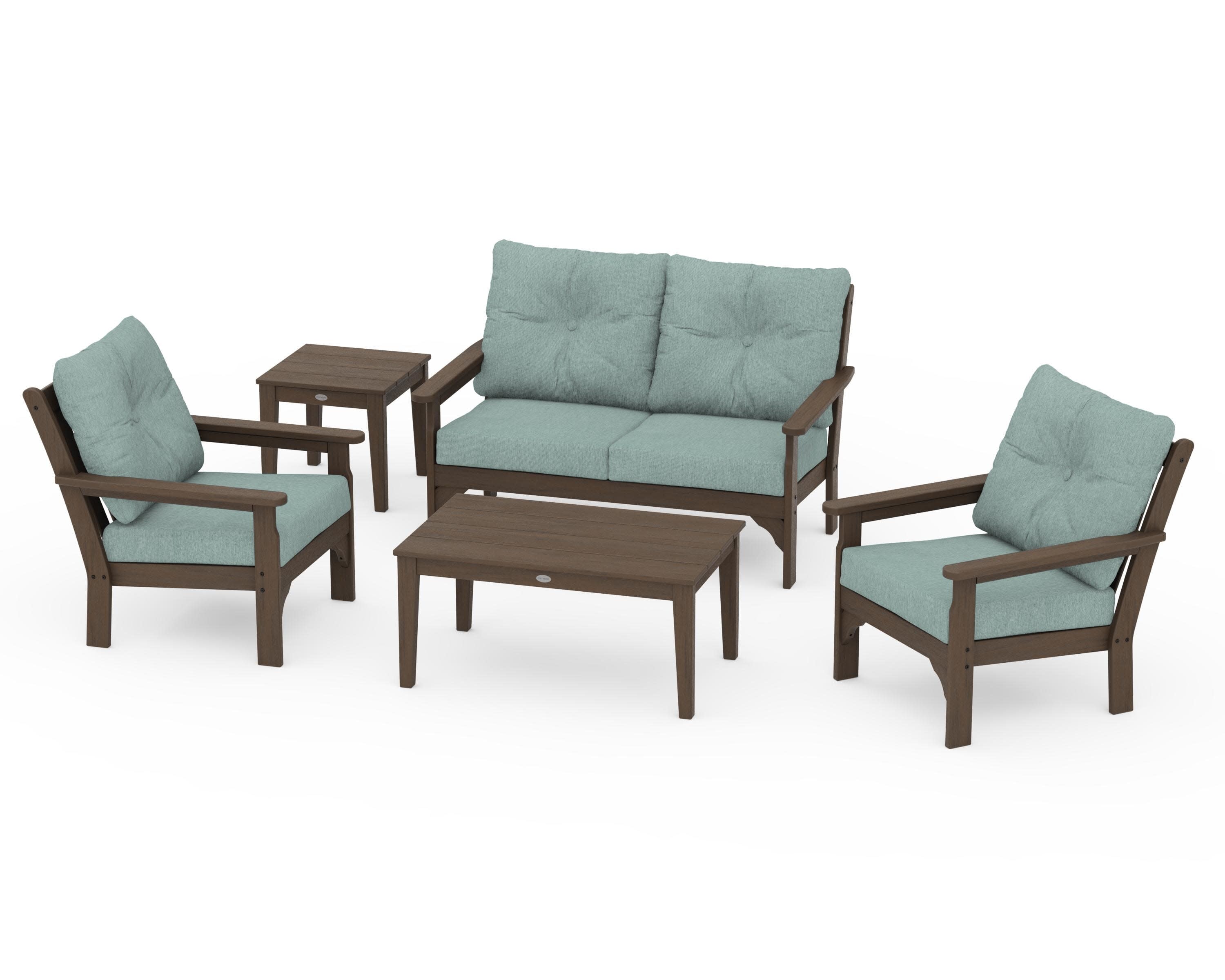 Vineyard 5-Piece Deep Seating Set in Kona / Glacier Spa