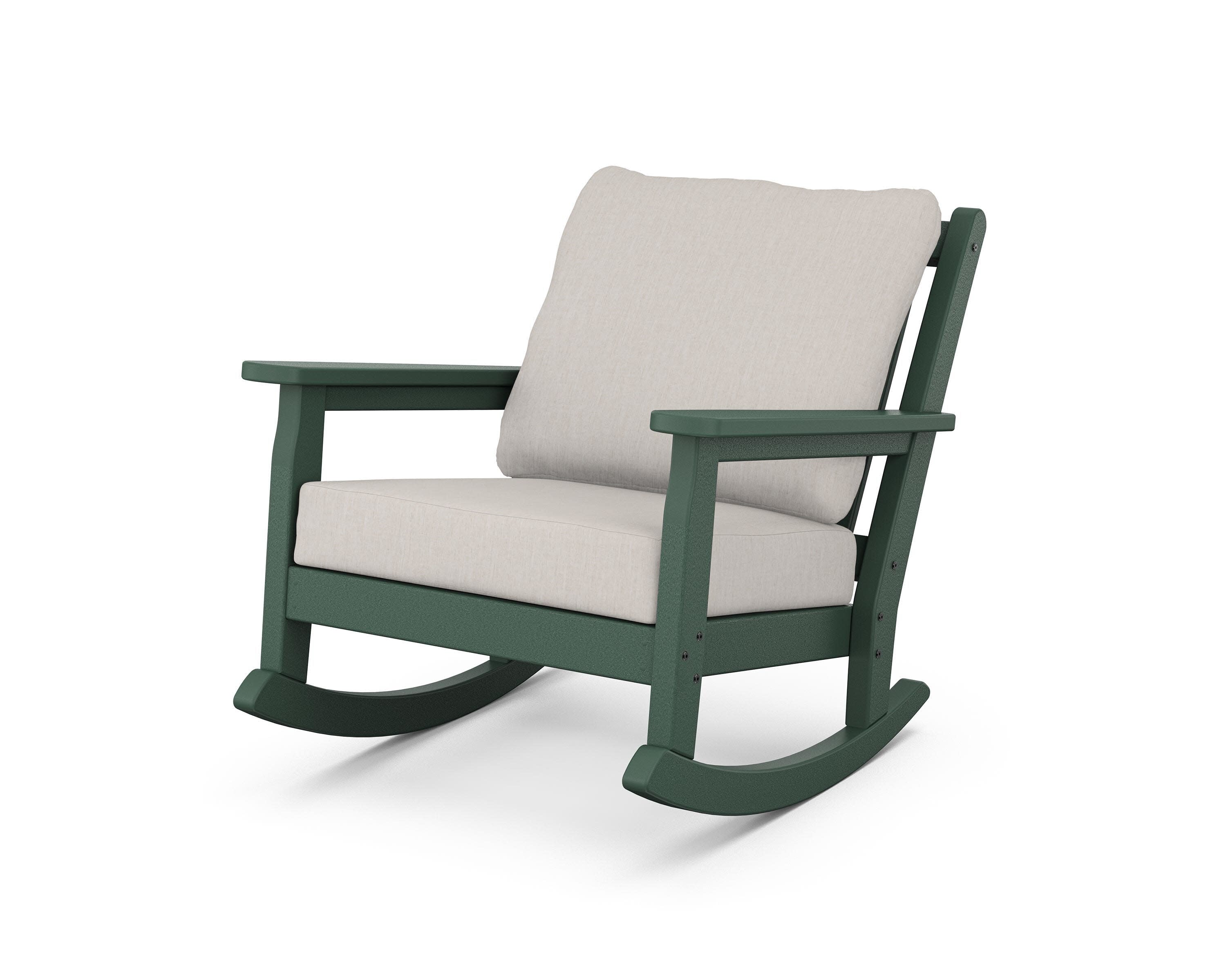 Chippendale Deep Seating Rocking Chair in Green / Cast Ash