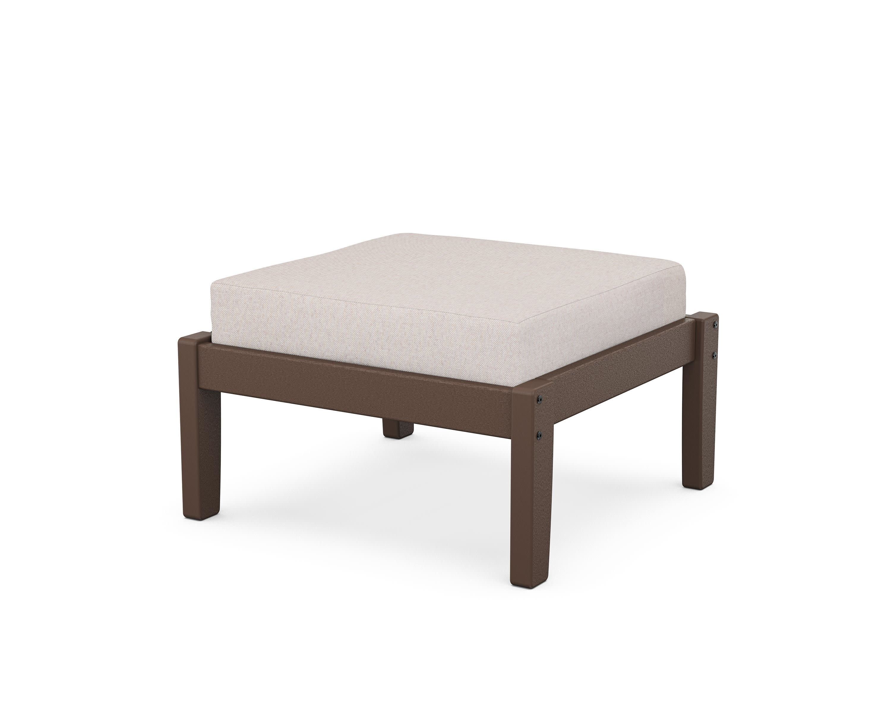 Deep Seating Ottoman in Mahogany / Dune Burlap