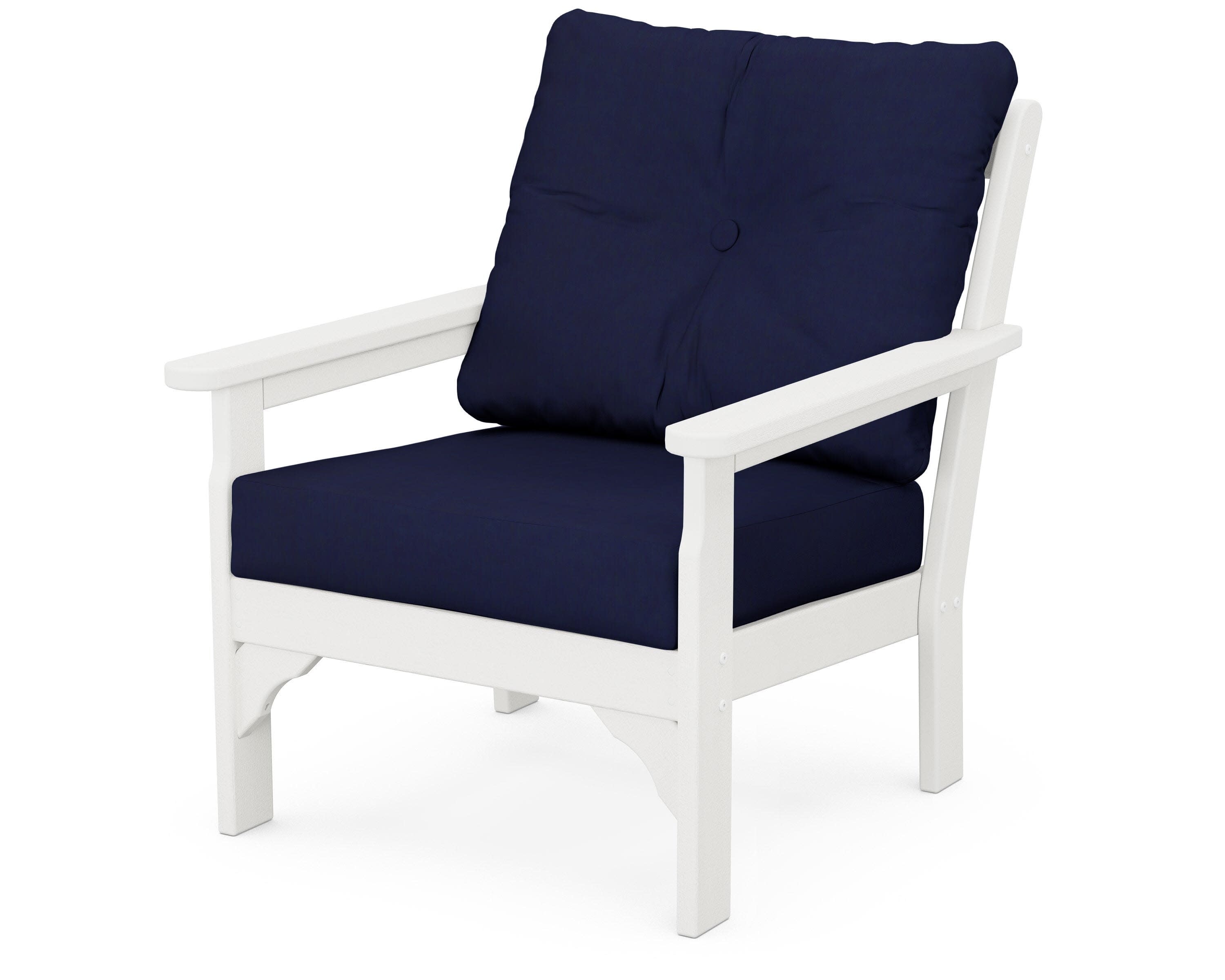 Vineyard Deep Seating Chair in Vintage White / Navy