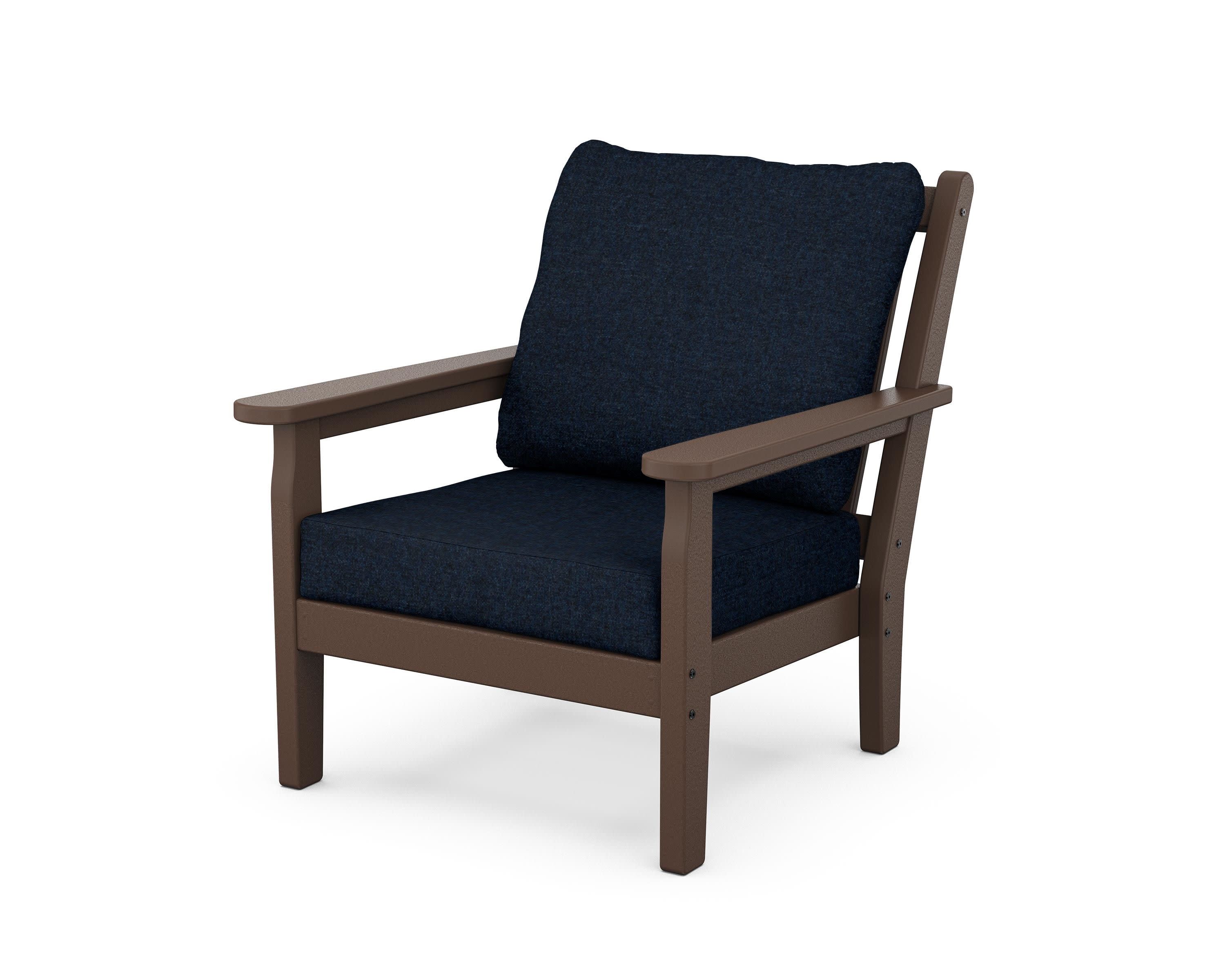 Chippendale Deep Seating Chair in Mahogany / Marine Indigo