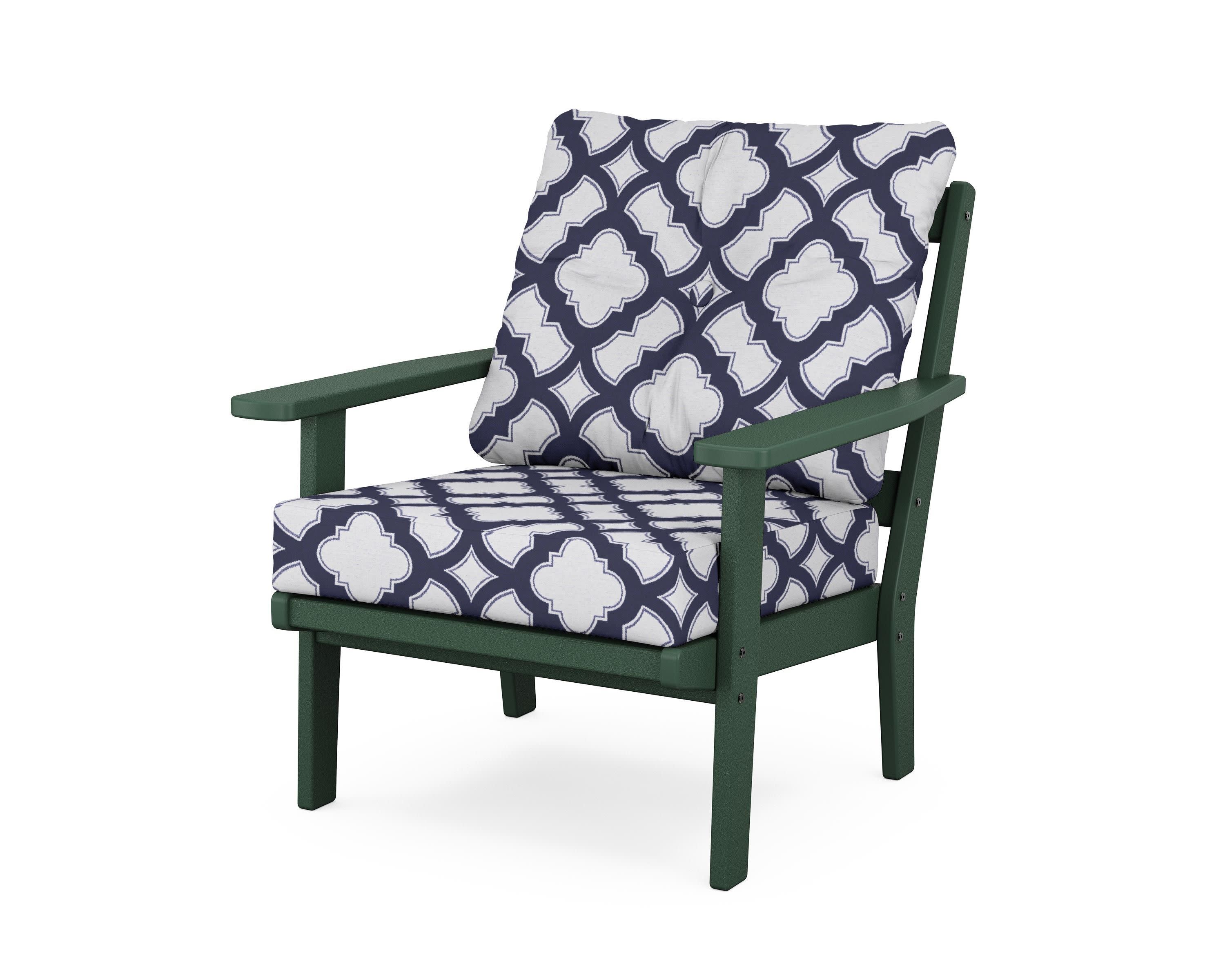 Oxford Deep Seating Chair in Green / Trellis Navy