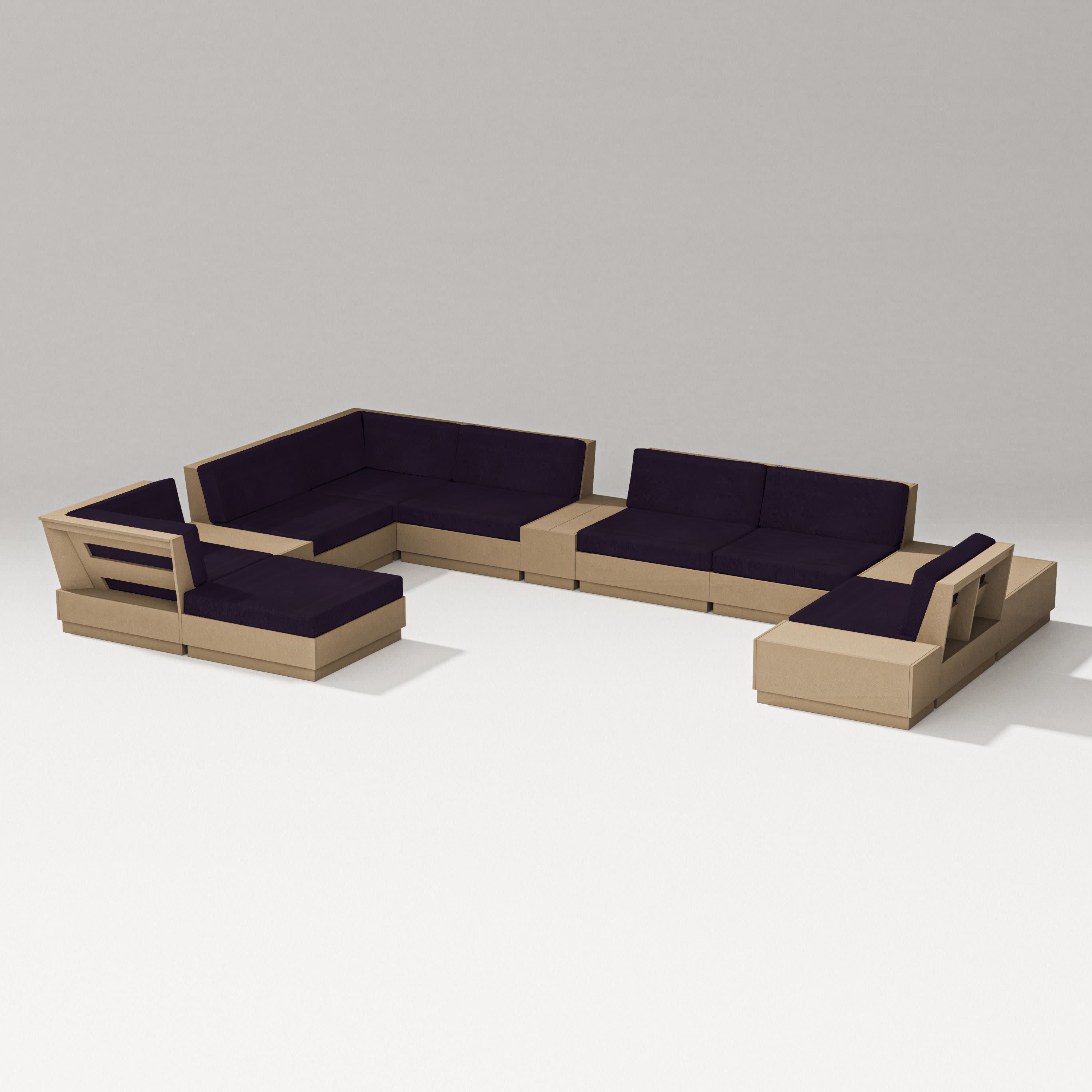 Elevate 12-Piece Conversation Sectional Set in Vintage Sahara / Navy Linen