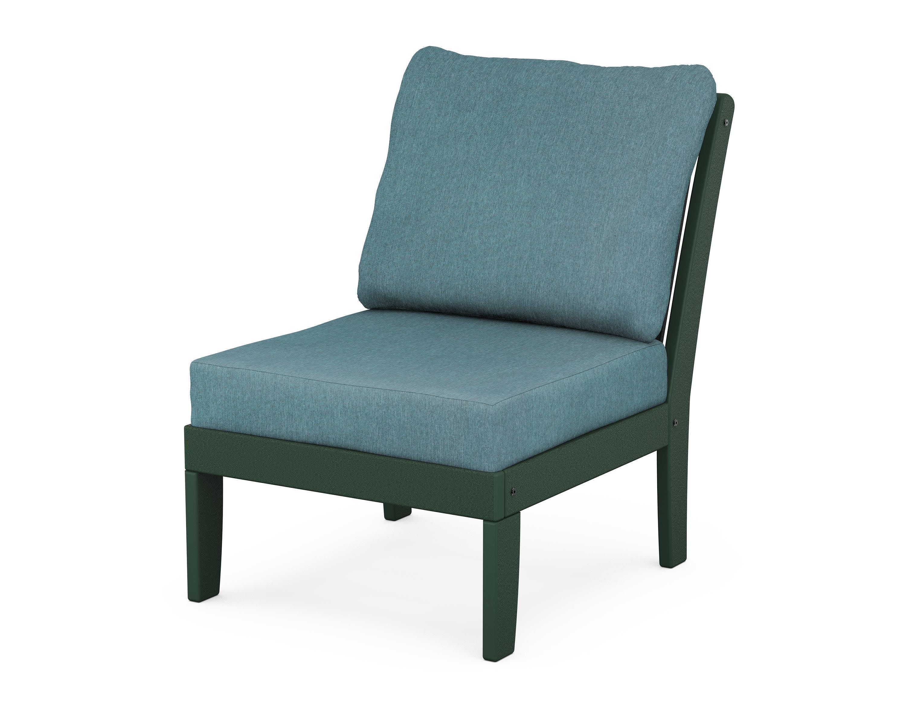 Braxton Modular Armless Chair in Green / Ocean Teal