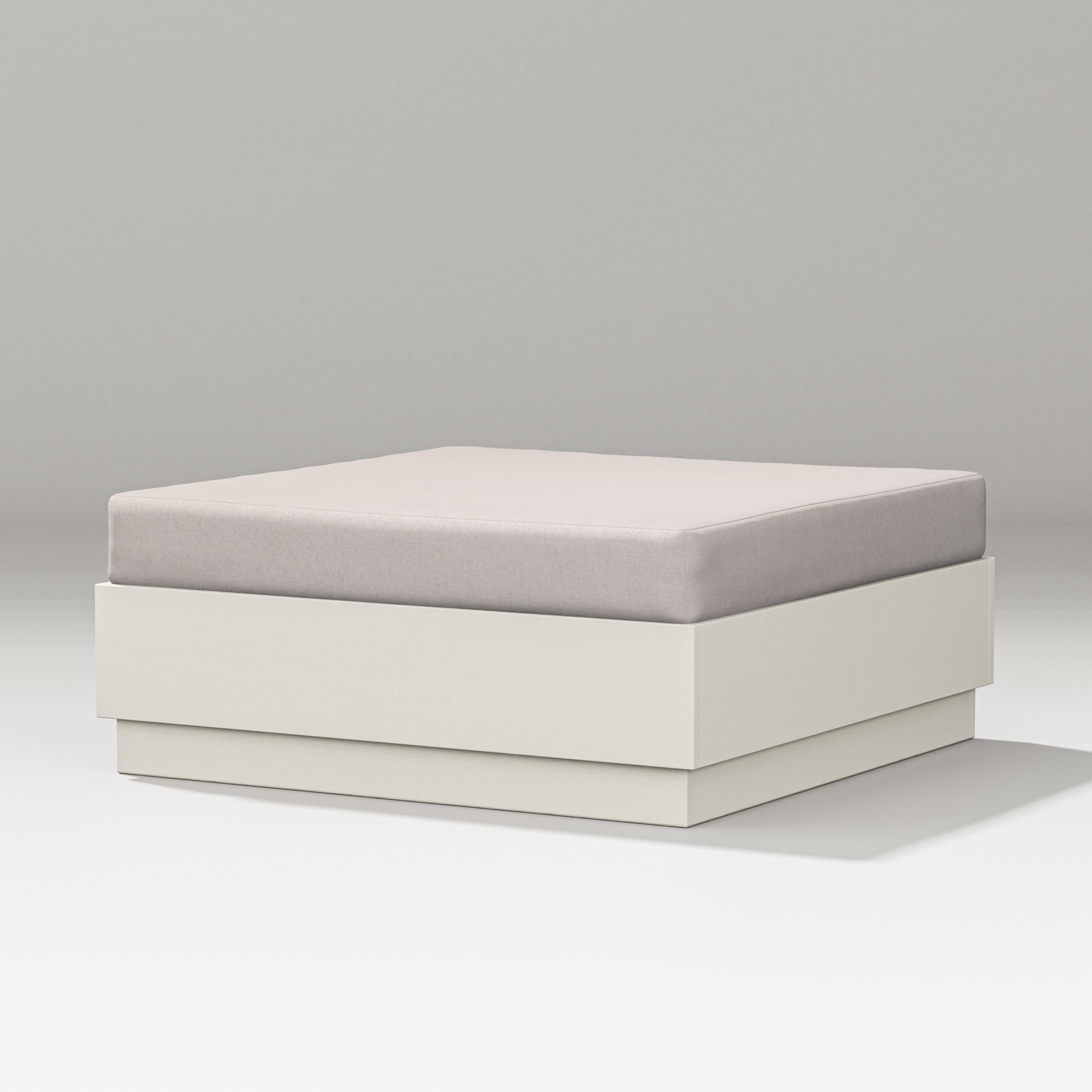 Elevate Lounge Ottoman in Vintage White / Dune Burlap