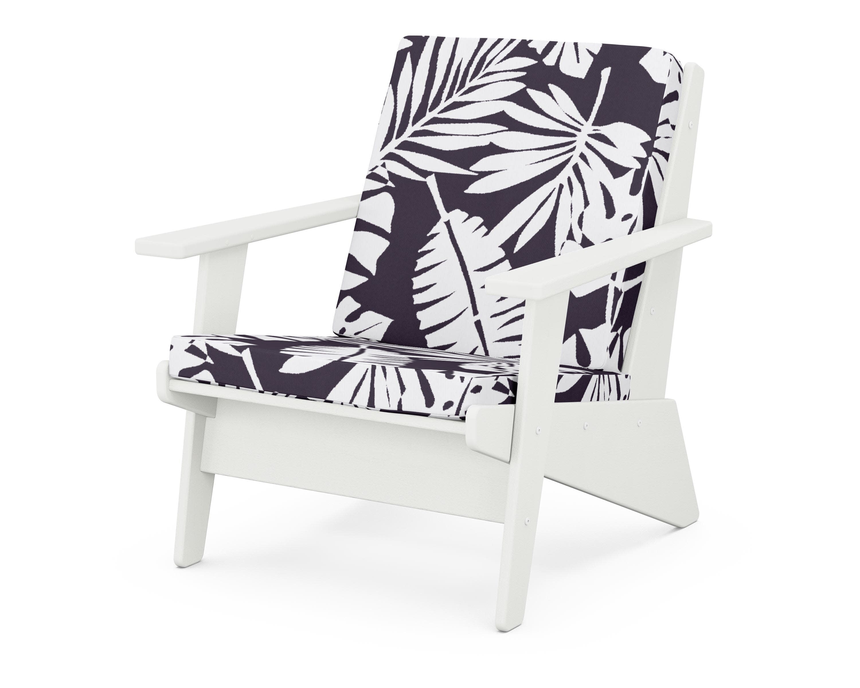 Riviera Modern Lounge Chair in Vintage White / Leaf Navy