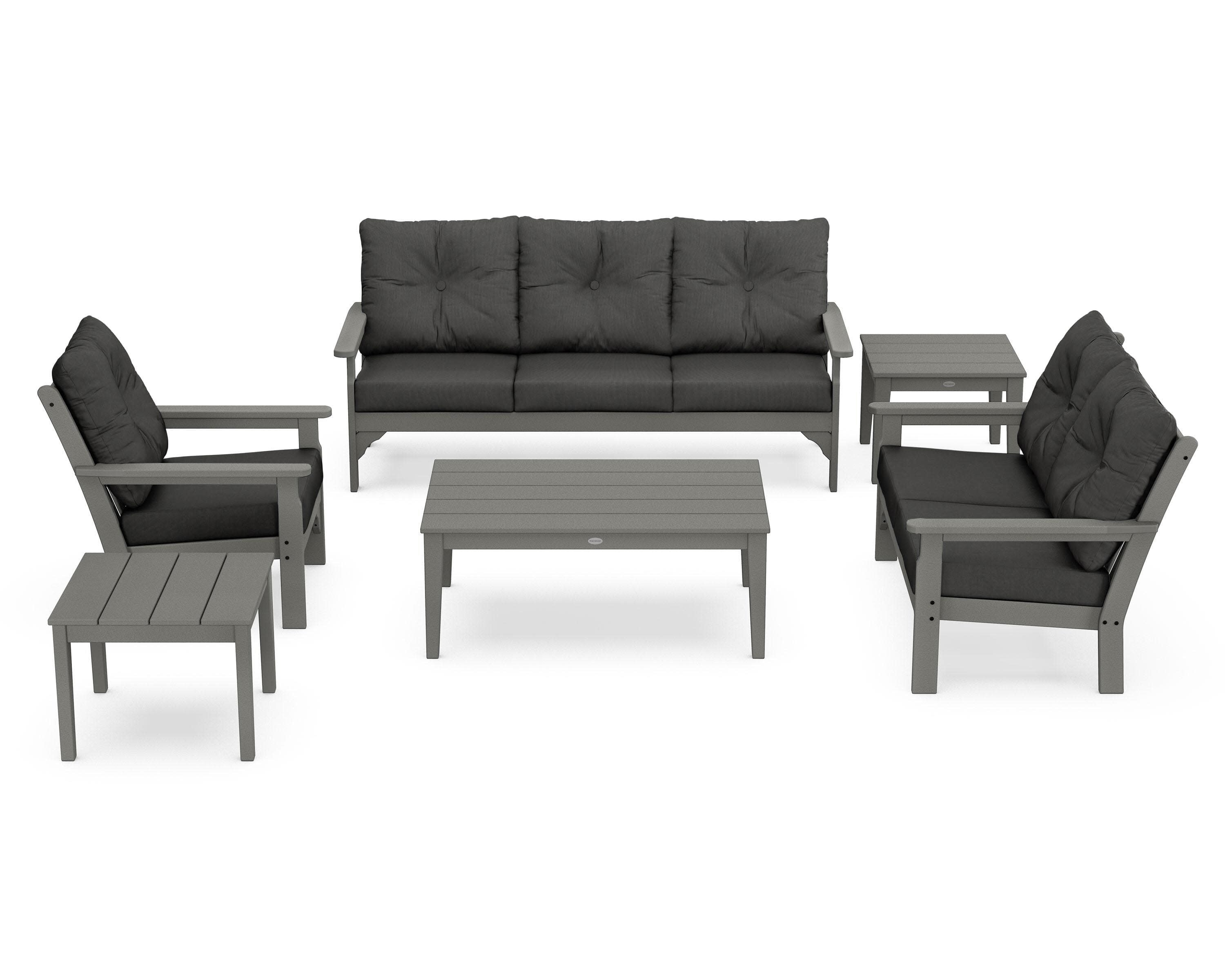 Vineyard 6-Piece Deep Seating Set in Slate Grey / Spectrum Carbon