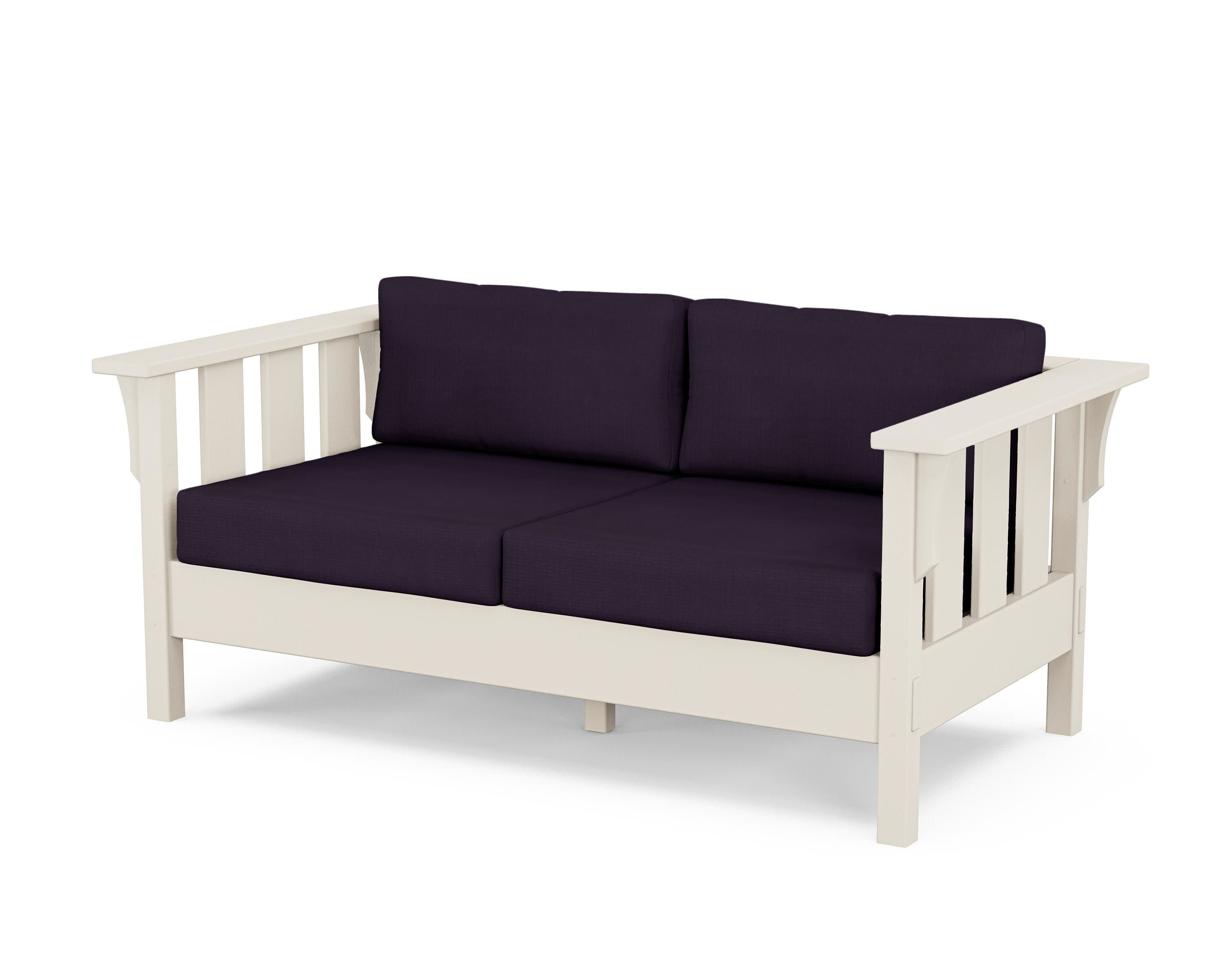 Acadia Deep Seating Loveseat in Sand / Navy Linen