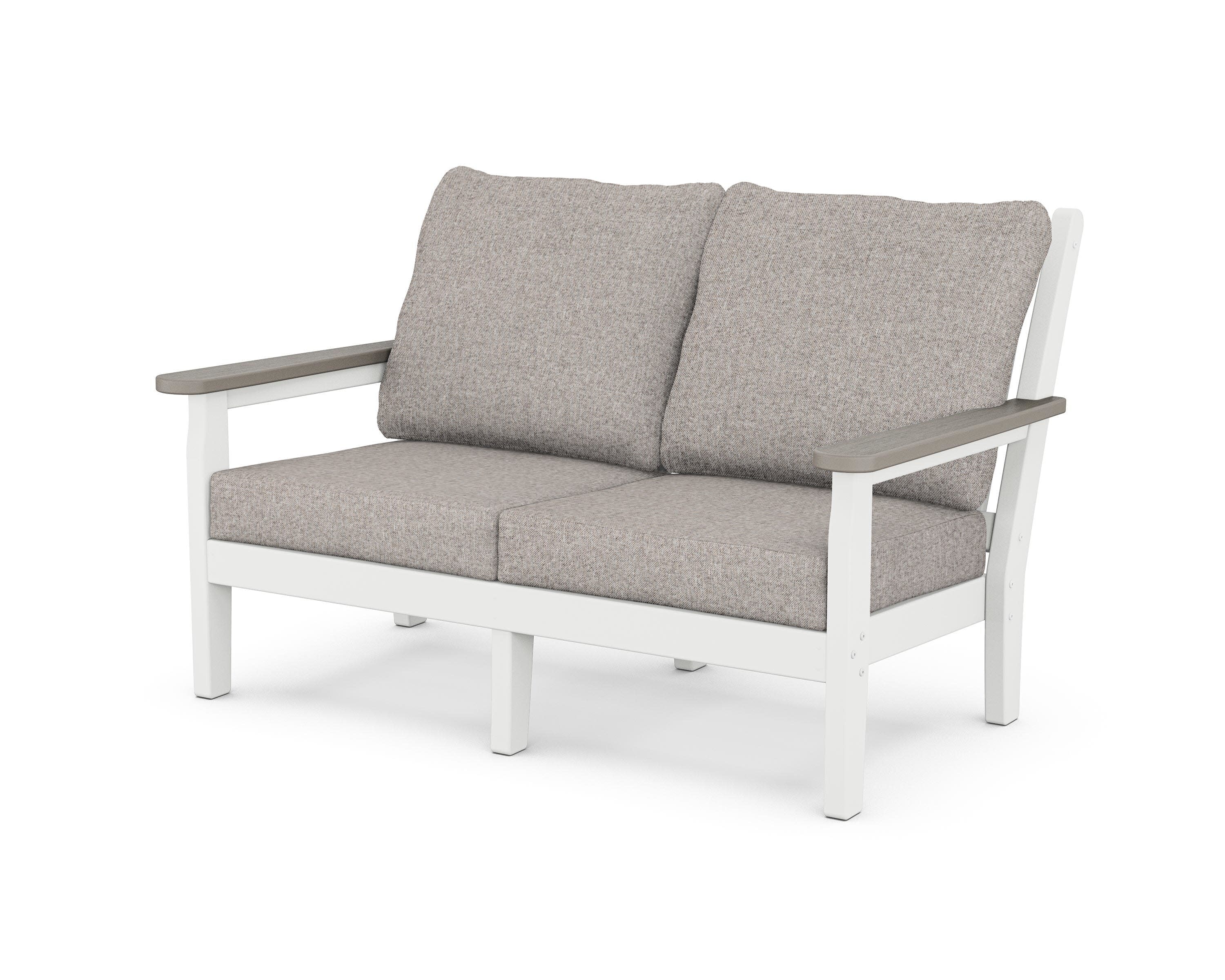 Chippendale Deep Seating Loveseat in White / Driftwood / Weathered Tweed