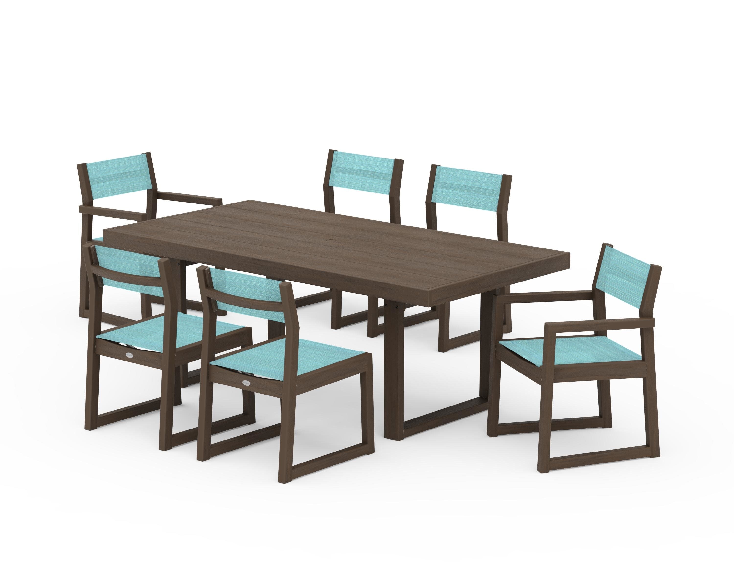 EDGE Sling 7-Piece Dining Set in Kona / Dupioni Aquamarine Sling