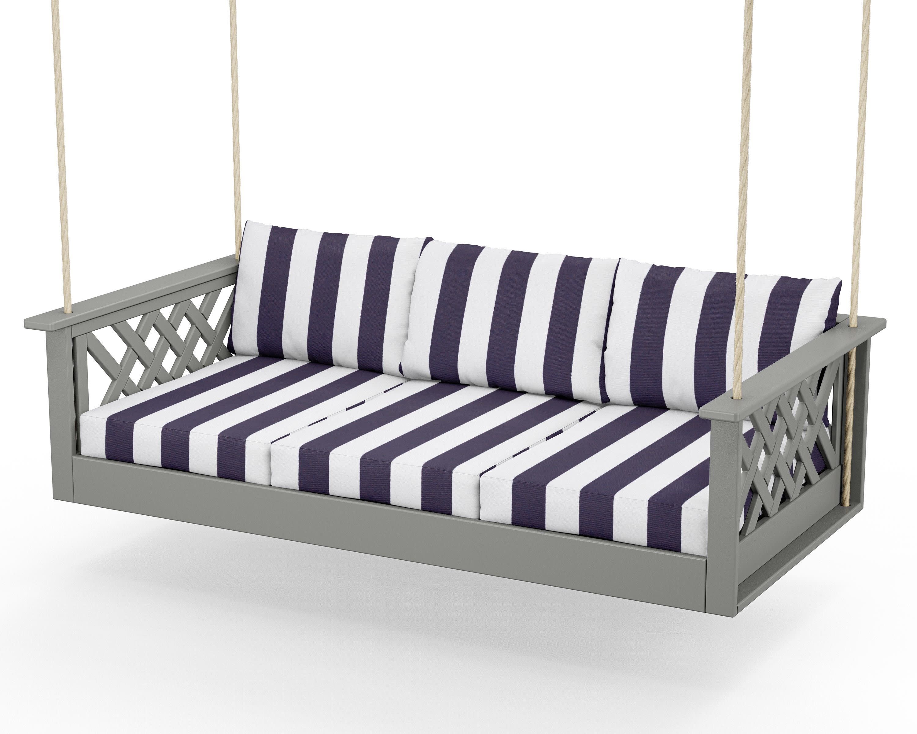 Wovendale Daybed Swing in Slate Grey / Cabana Stripe Navy
