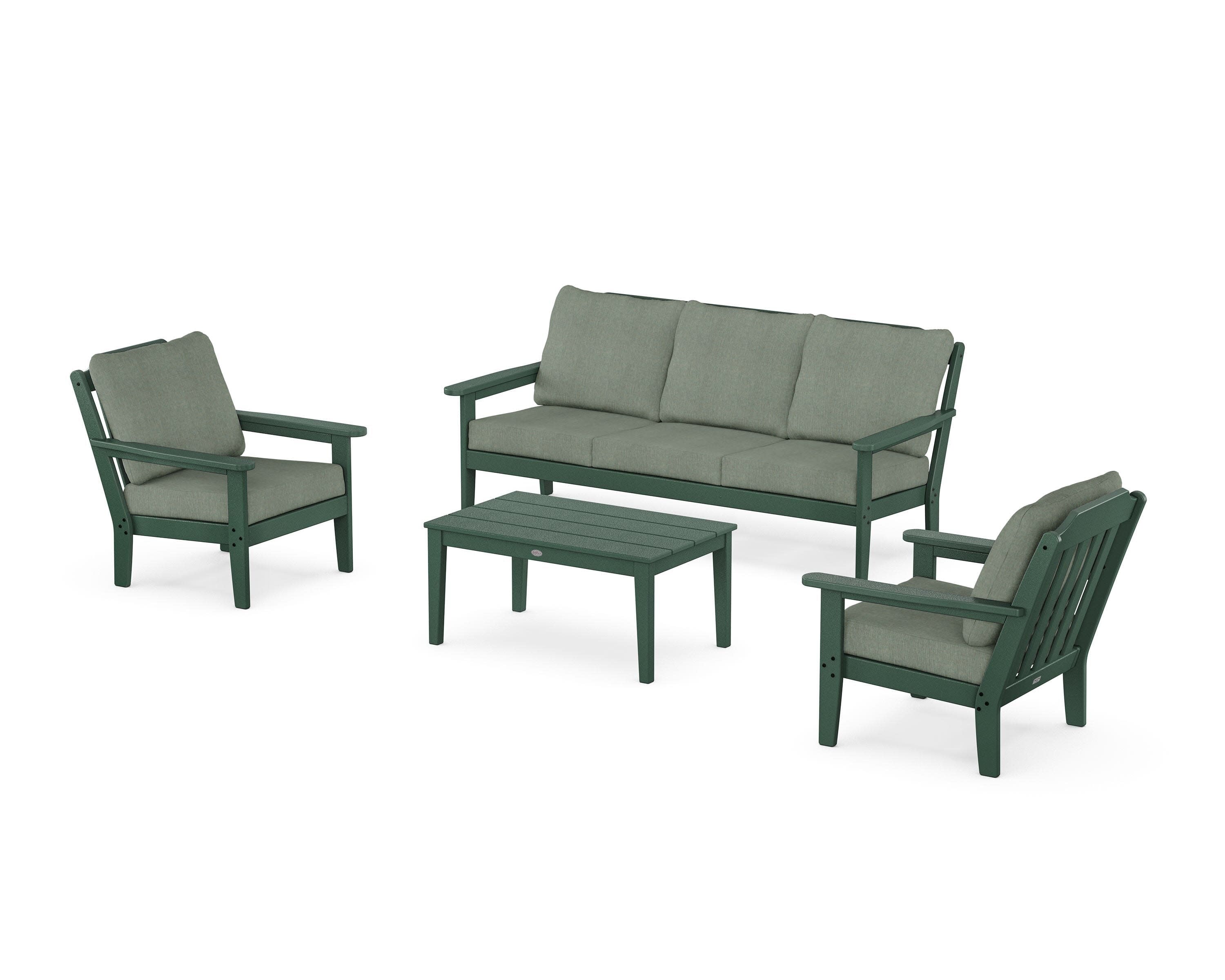 Cottage 4-Piece Deep Seating Set with Sofa in Green / Cast Sage