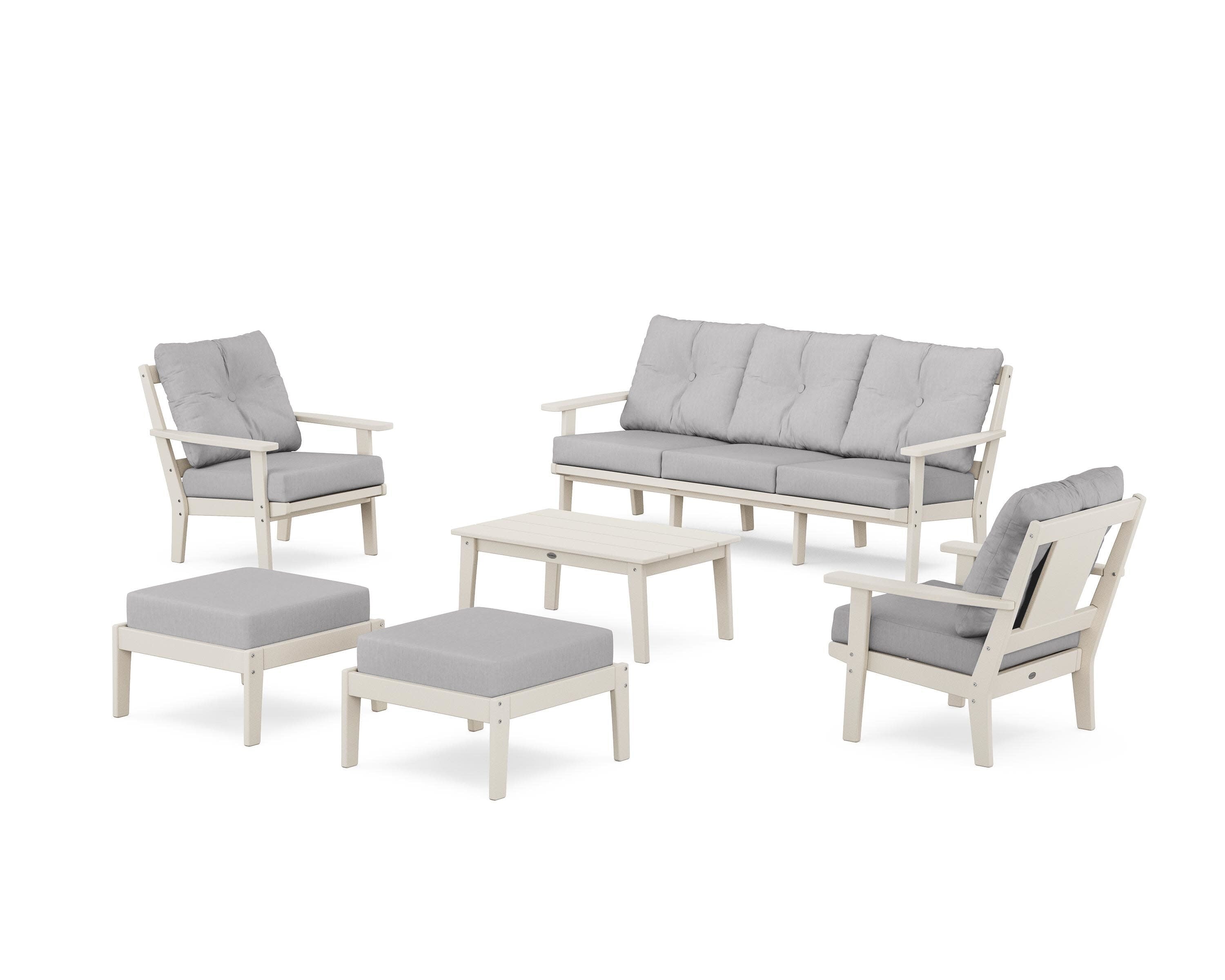Prairie 6-Piece Lounge Sofa Set in Sand / Granite