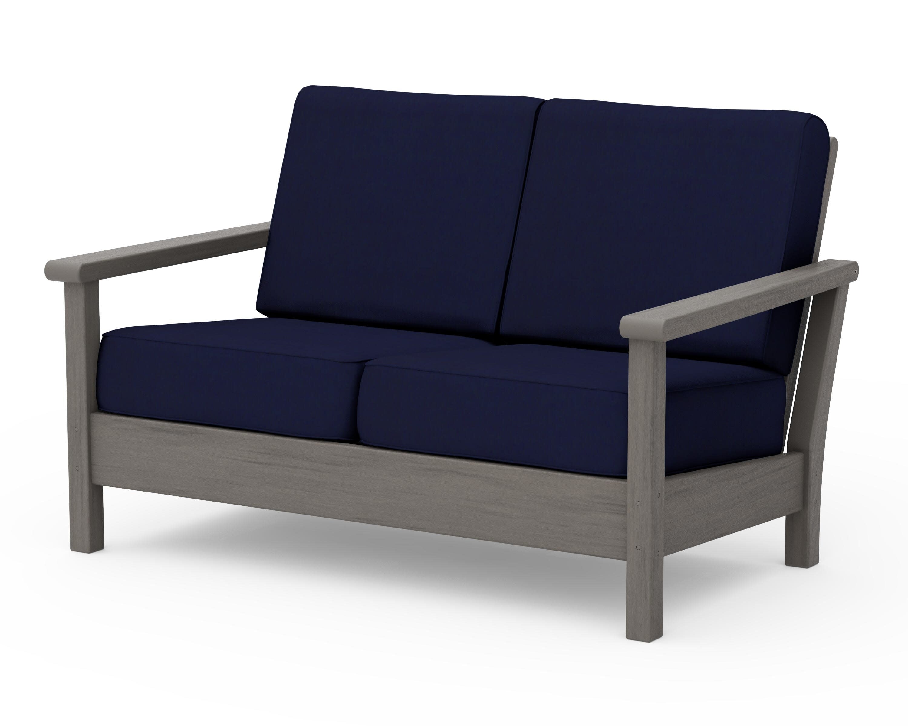 Harbour Deep Seating Loveseat in Driftwood / Navy