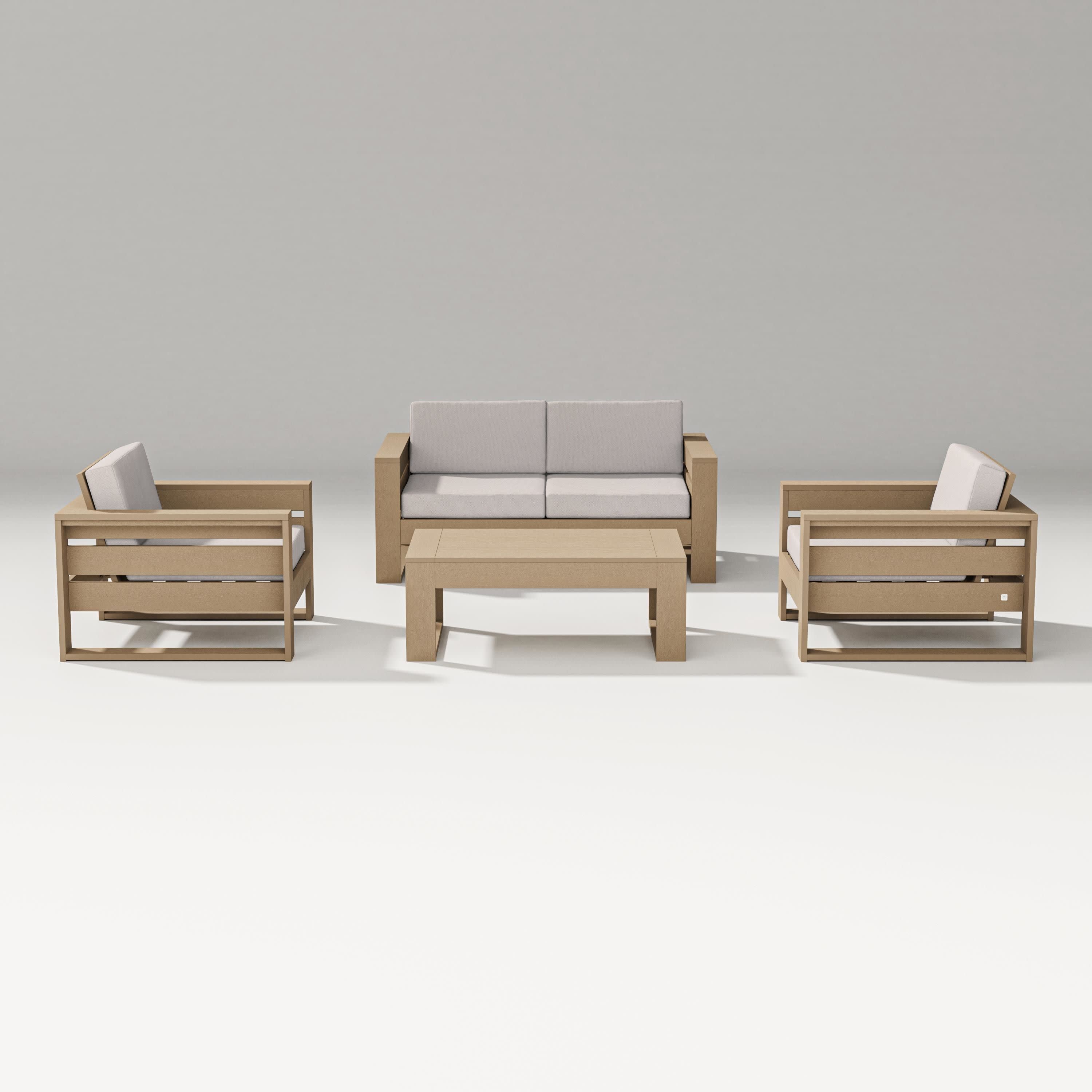 Latitude 4-Piece Lounge Loveseat Set in Vintage Sahara / Dune Burlap