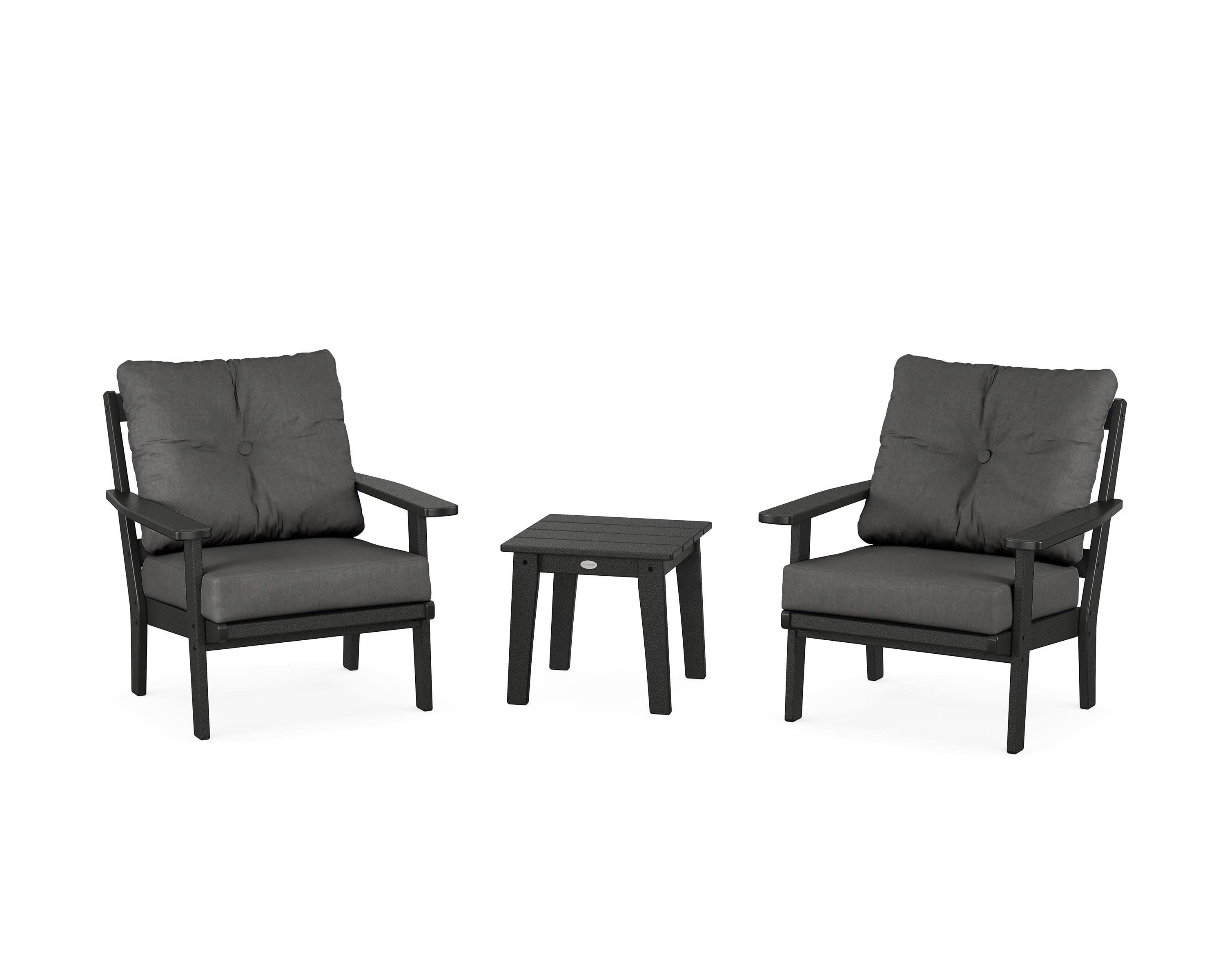 Prairie 3-Piece Deep Seating Set in Black / Spectrum Carbon