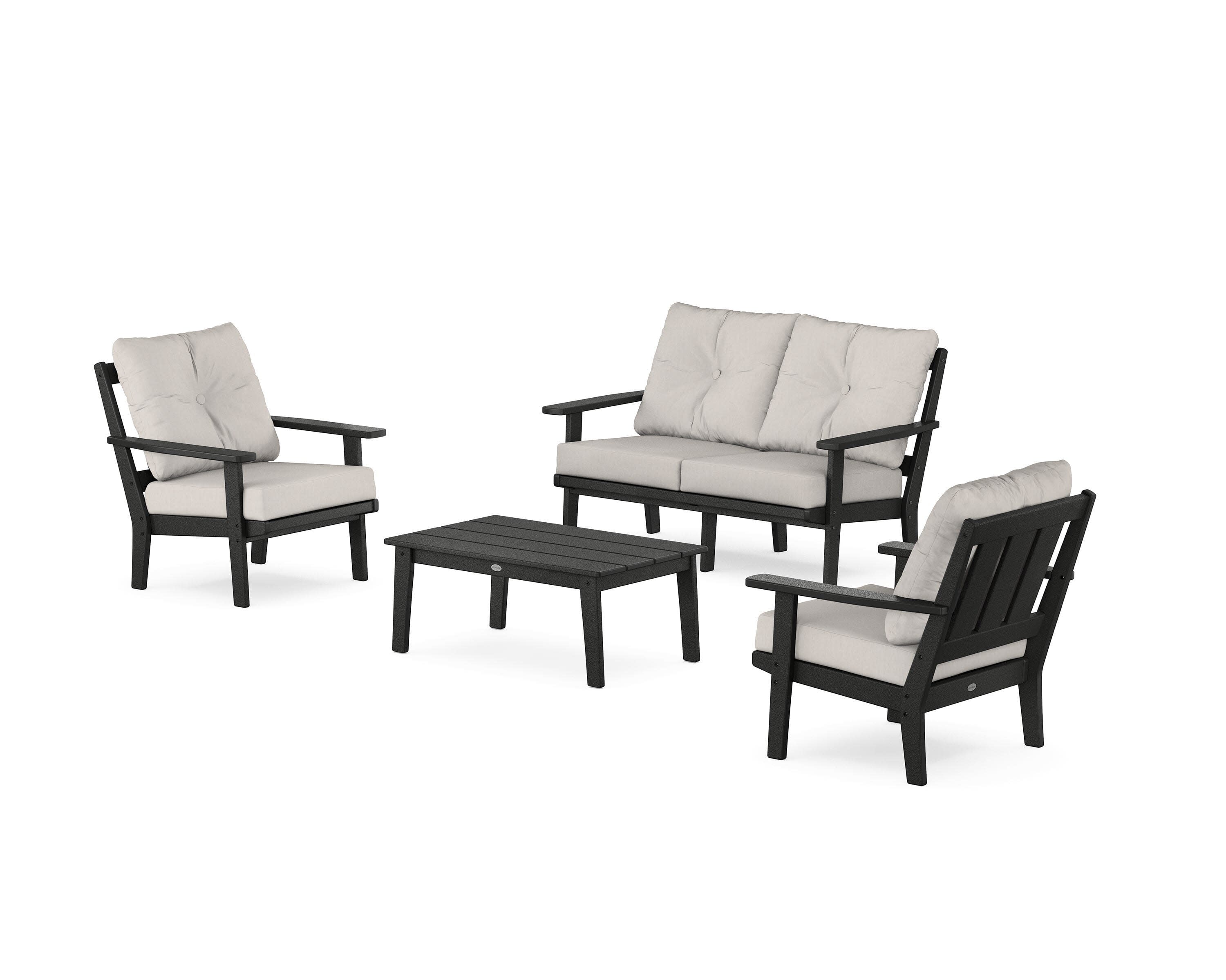 Oxford 4-Piece Deep Seating Set with Loveseat in Black / Cast Ash