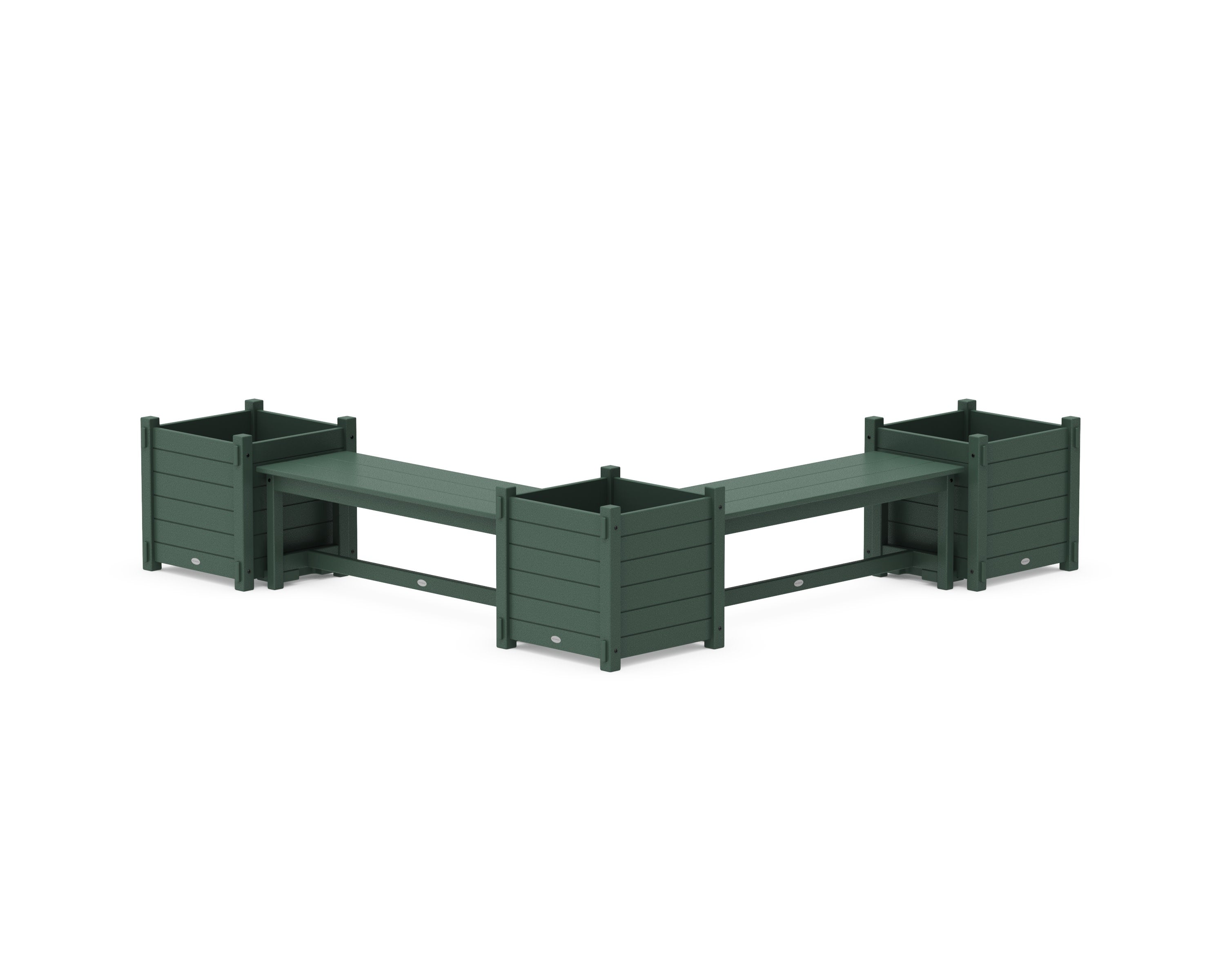 48" Nautical L- Shaped Planter Bench Corner Set - Large in Green
