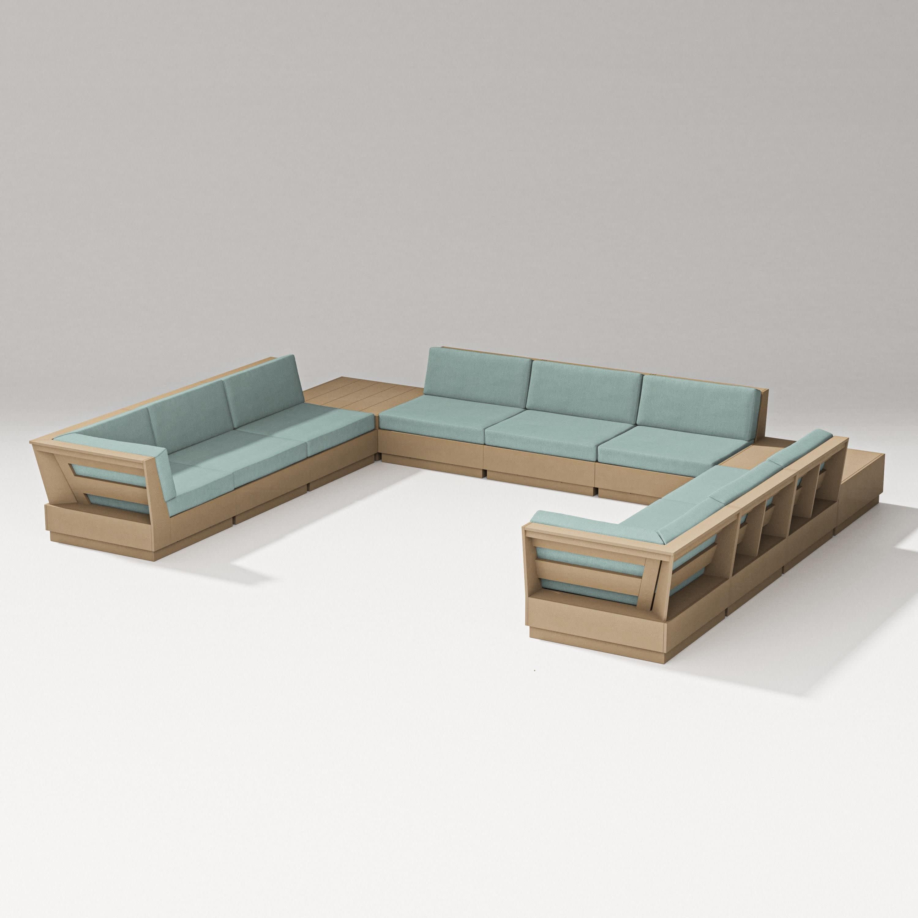 Elevate 11-Piece U-Shaped Sofa Sectional in Vintage Sahara / Glacier Spa