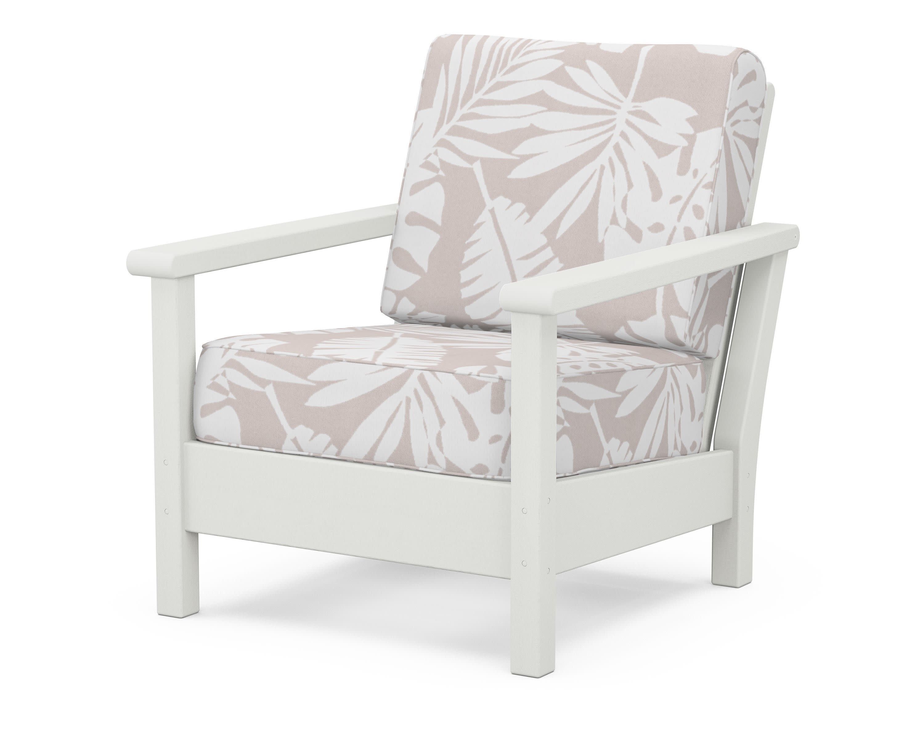 Harbour Deep Seating Chair in Vintage White / Leaf Dune Burlap