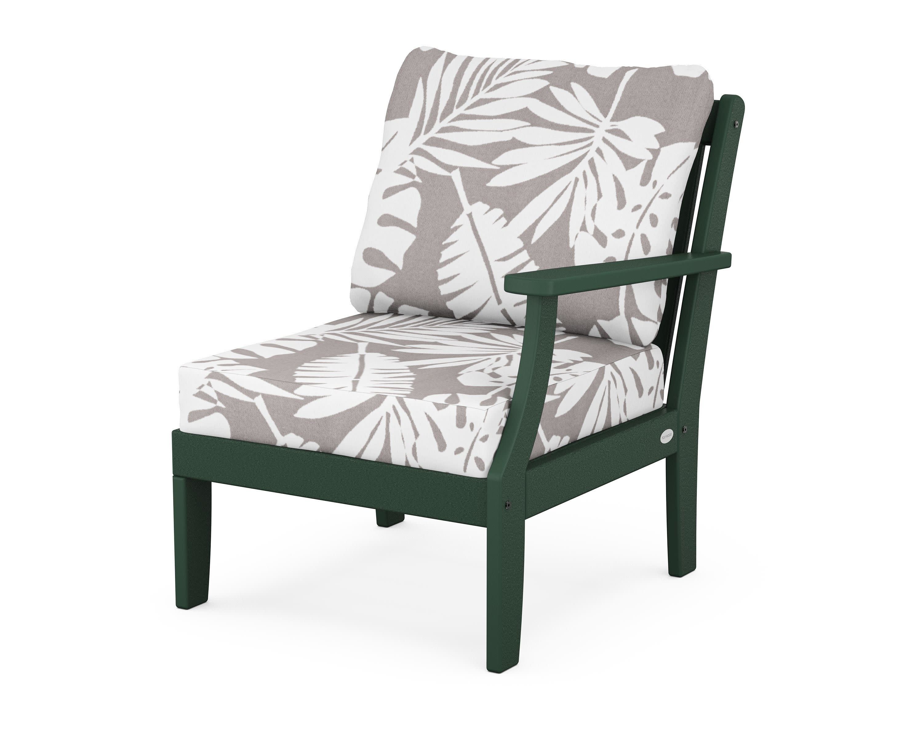 Braxton Modular Right Arm Chair in Green / Leaf Grey Mist