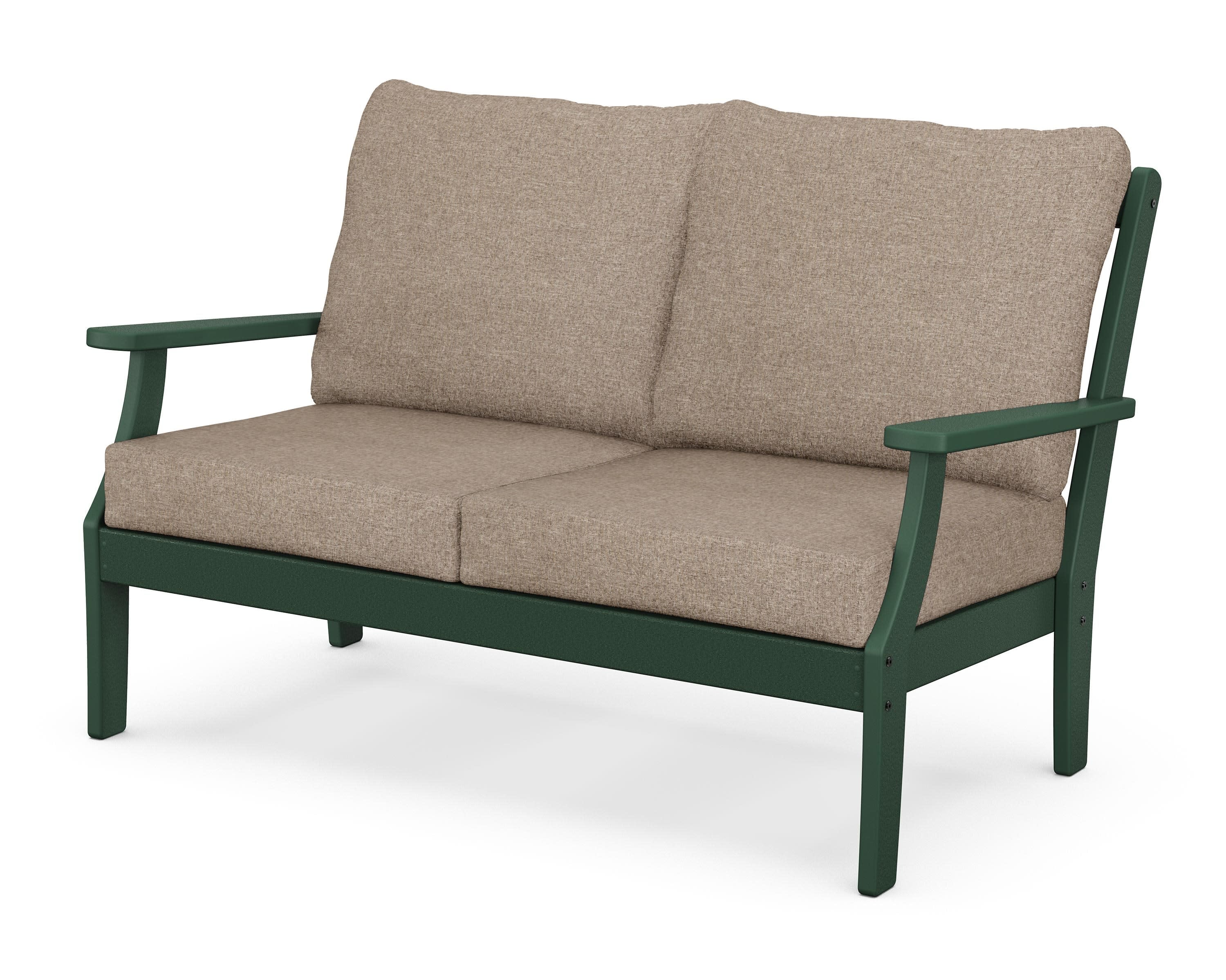 Braxton Deep Seating Loveseat in Green / Spiced Burlap
