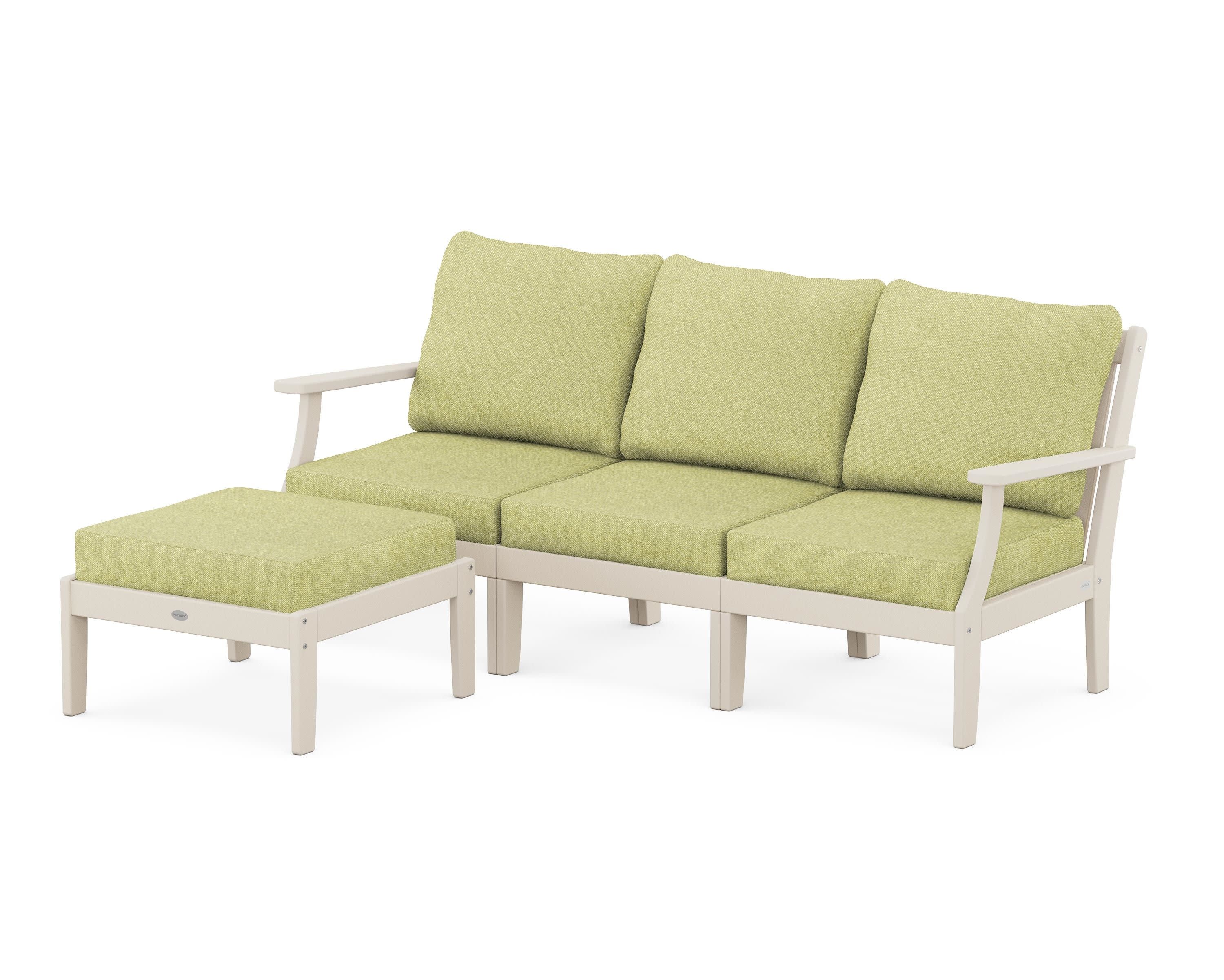 Braxton Modular 4-Piece Deep Seating Set with Ottoman in Sand / Chartreuse Boucle