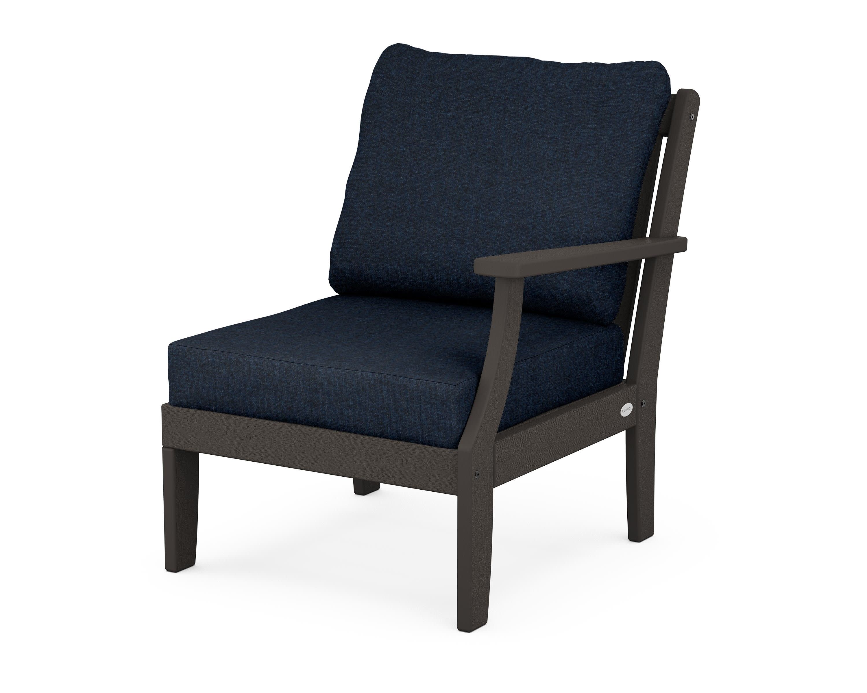 Braxton Modular Right Arm Chair in Vintage Coffee / Marine Indigo