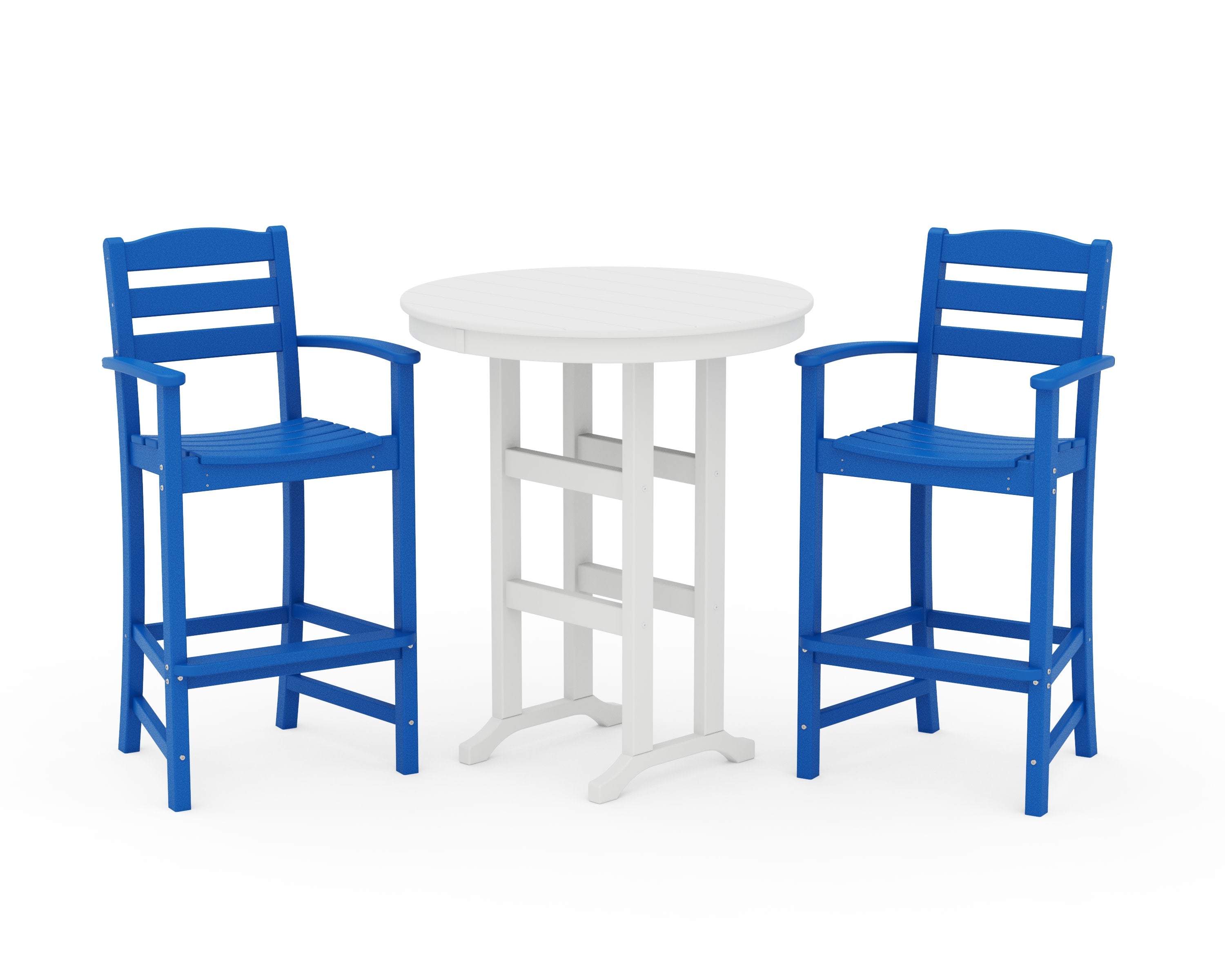 La Casa Caf 3-Piece Round Farmhouse Bar Set in Pacific Blue / White
