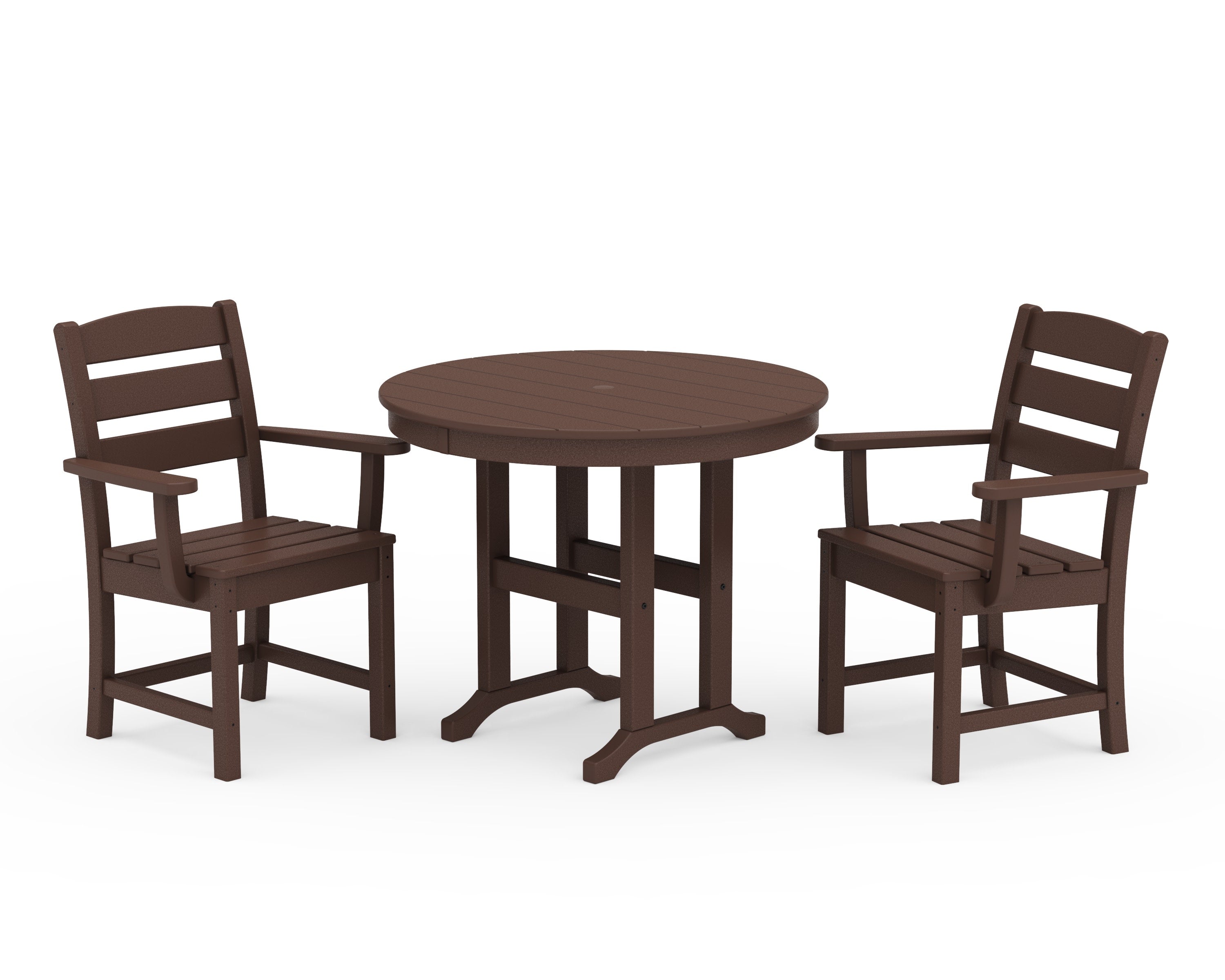 Lakeside 3-Piece Round Dining Set in Mahogany