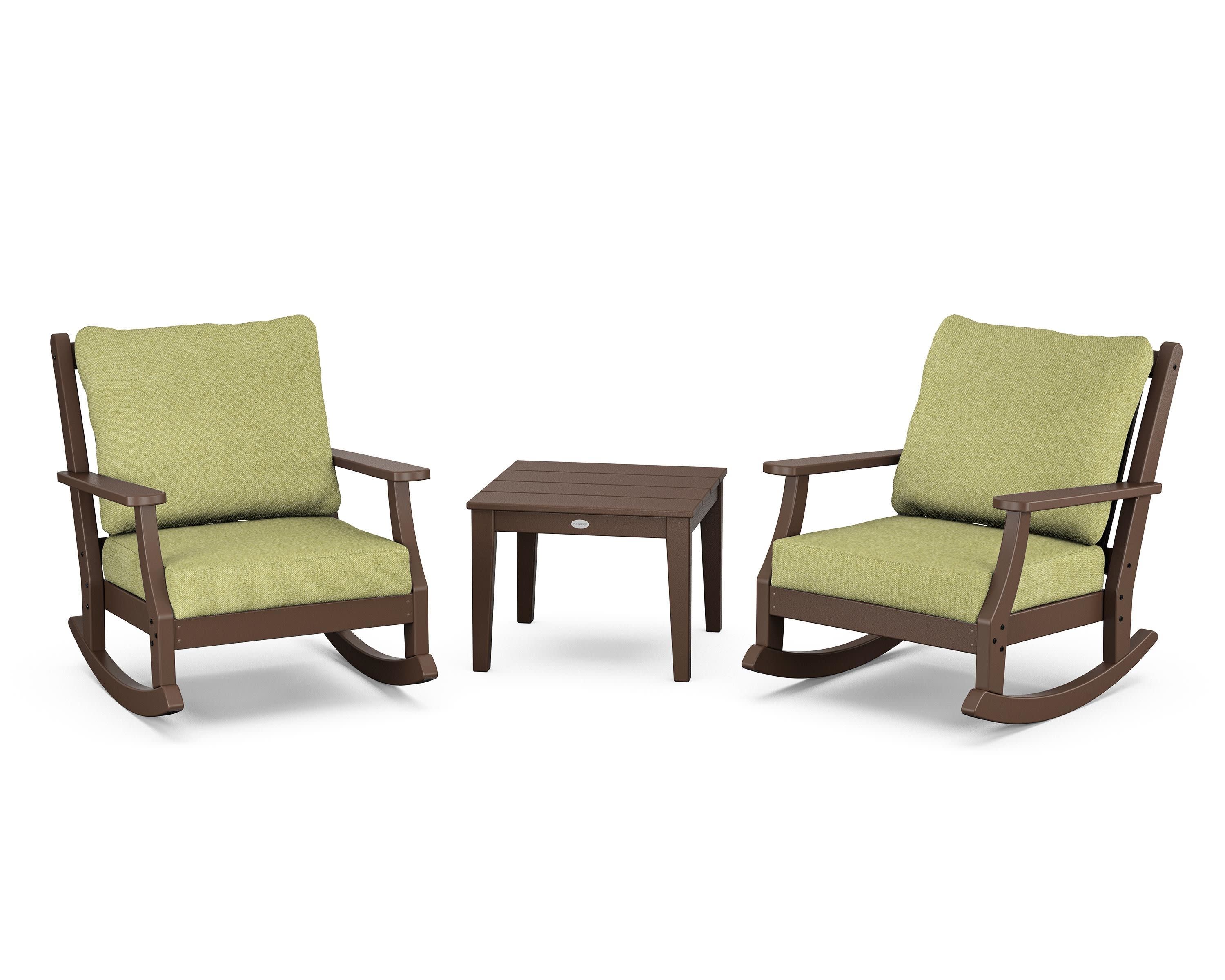 Wovendale 3-Piece Deep Seating Rocker Set in Mahogany / Chartreuse Boucle
