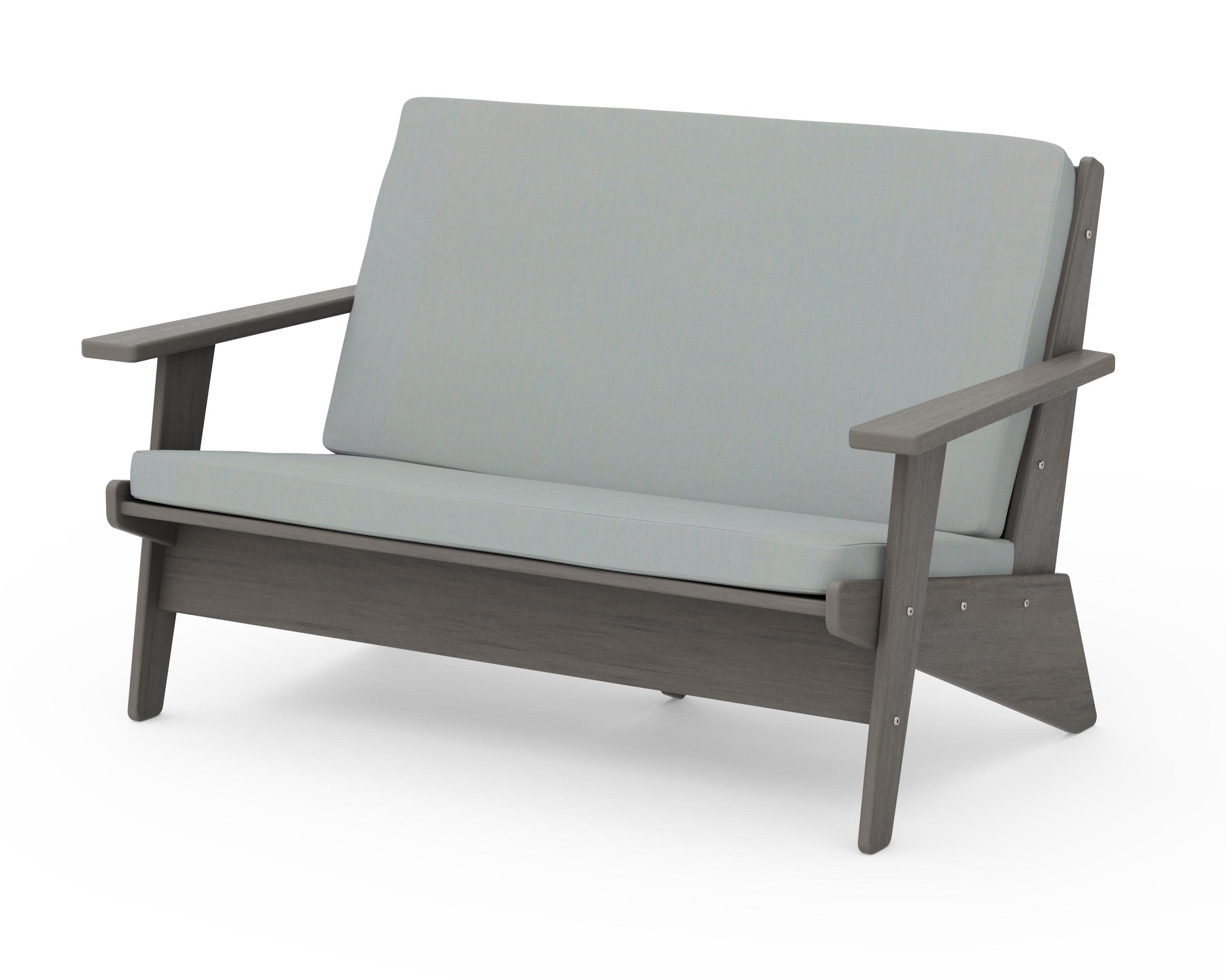 Riviera Modern Lounge Loveseat in Driftwood / Spa