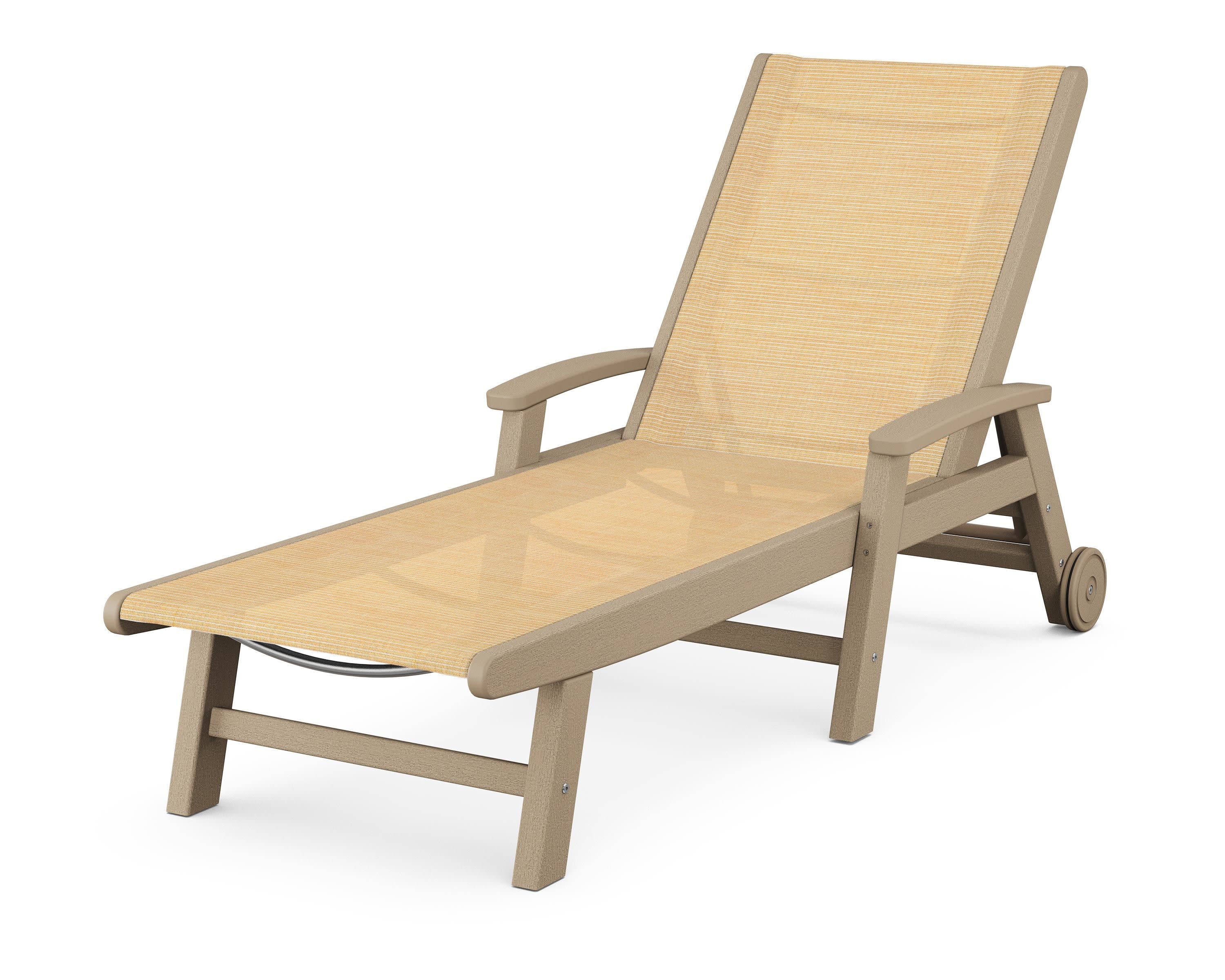 Coastal Chaise with Wheels in Vintage Sahara / Dupioni Apricot Sling
