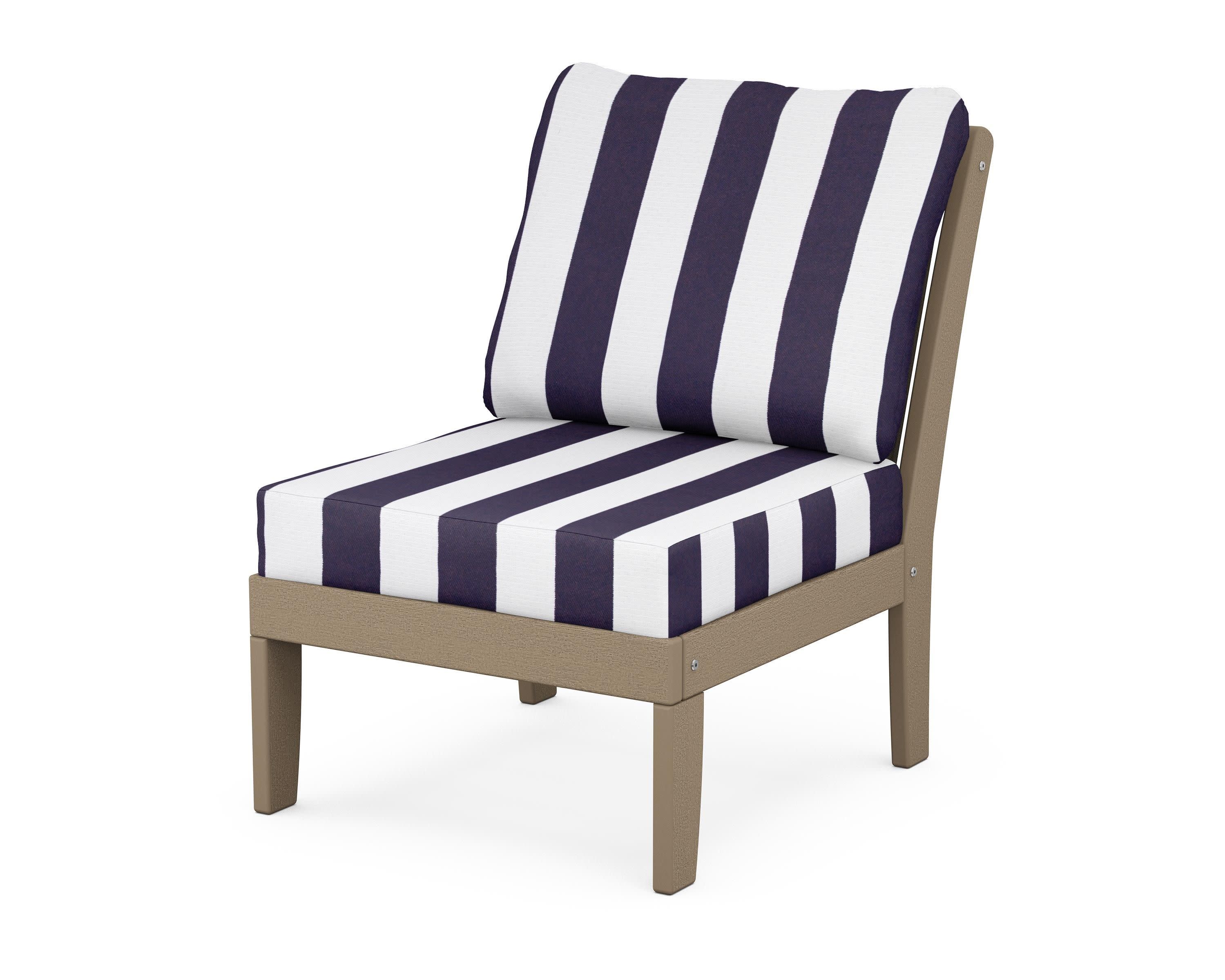 Braxton Modular Armless Chair in Vintage Sahara / Cabana Stripe Navy
