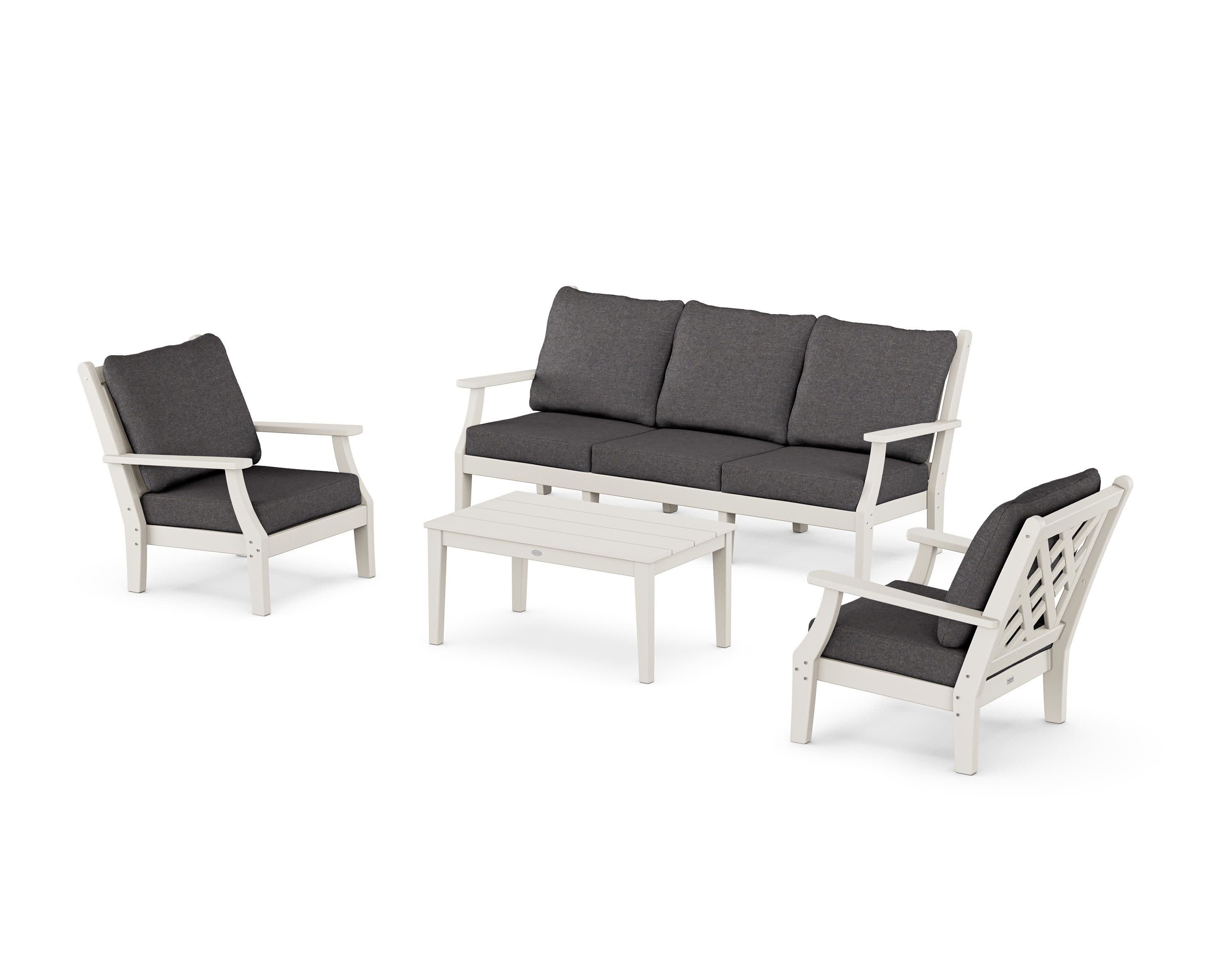 Wovendale 4-Piece Deep Seating Set with Sofa in Sand / Ash Charcoal