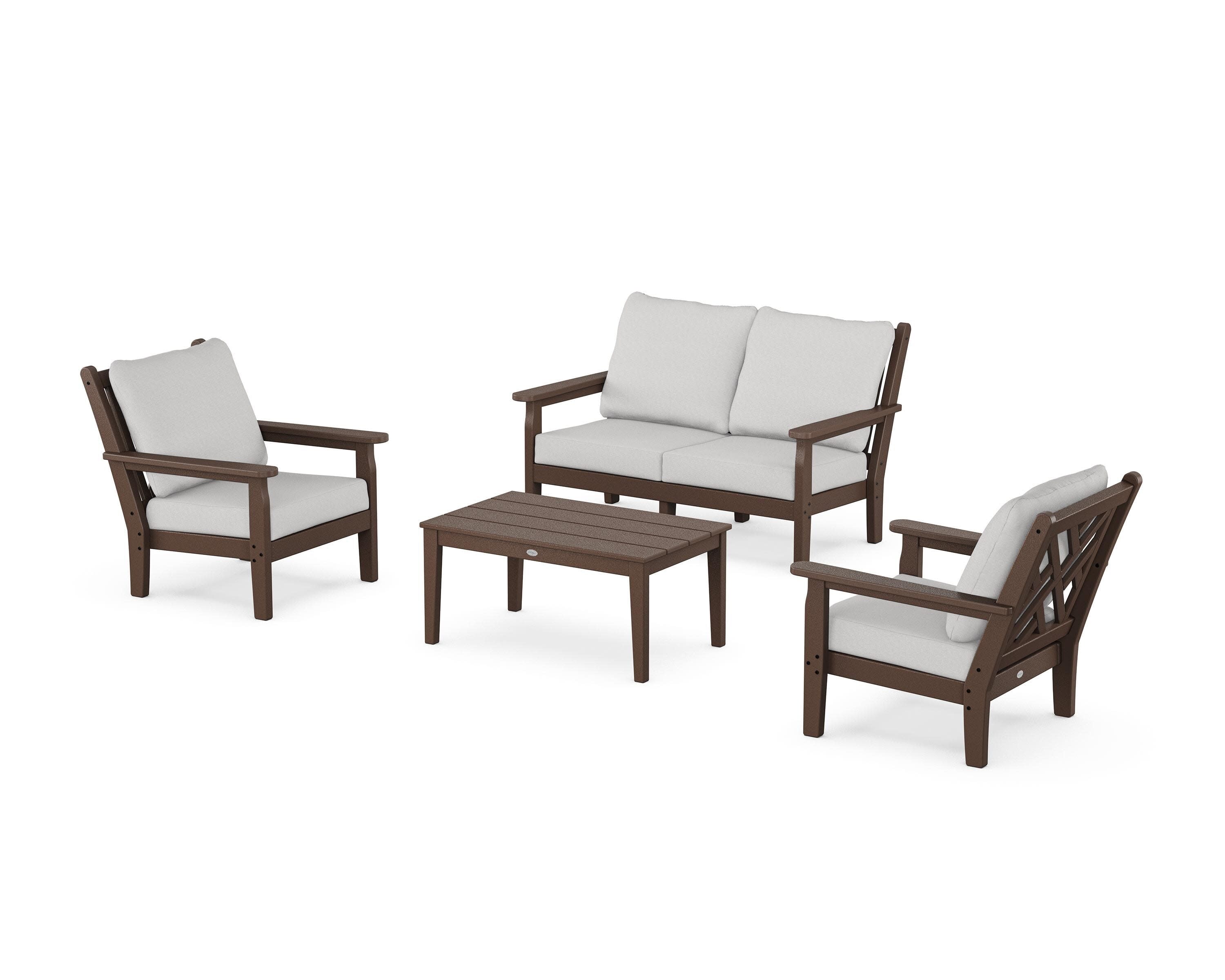 Chippendale 4-Piece Deep Seating Set with Loveseat in Mahogany / Diamond in the Rough