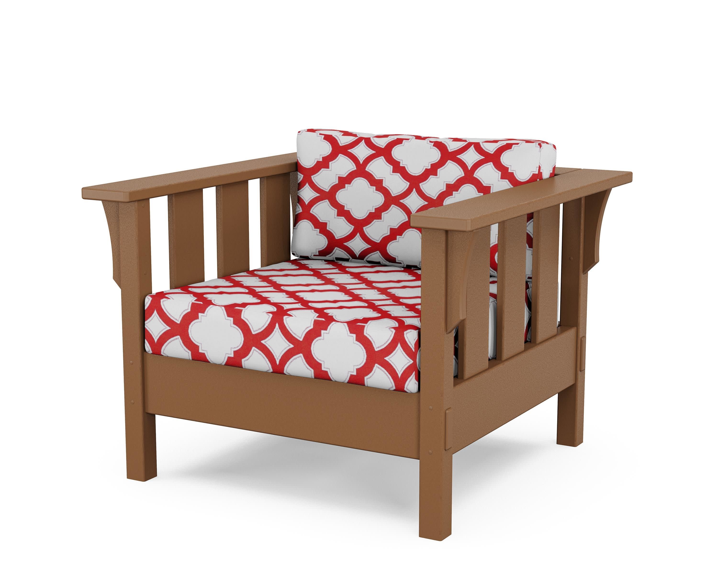 Acadia Deep Seating Chair in Teak / Trellis Crimson