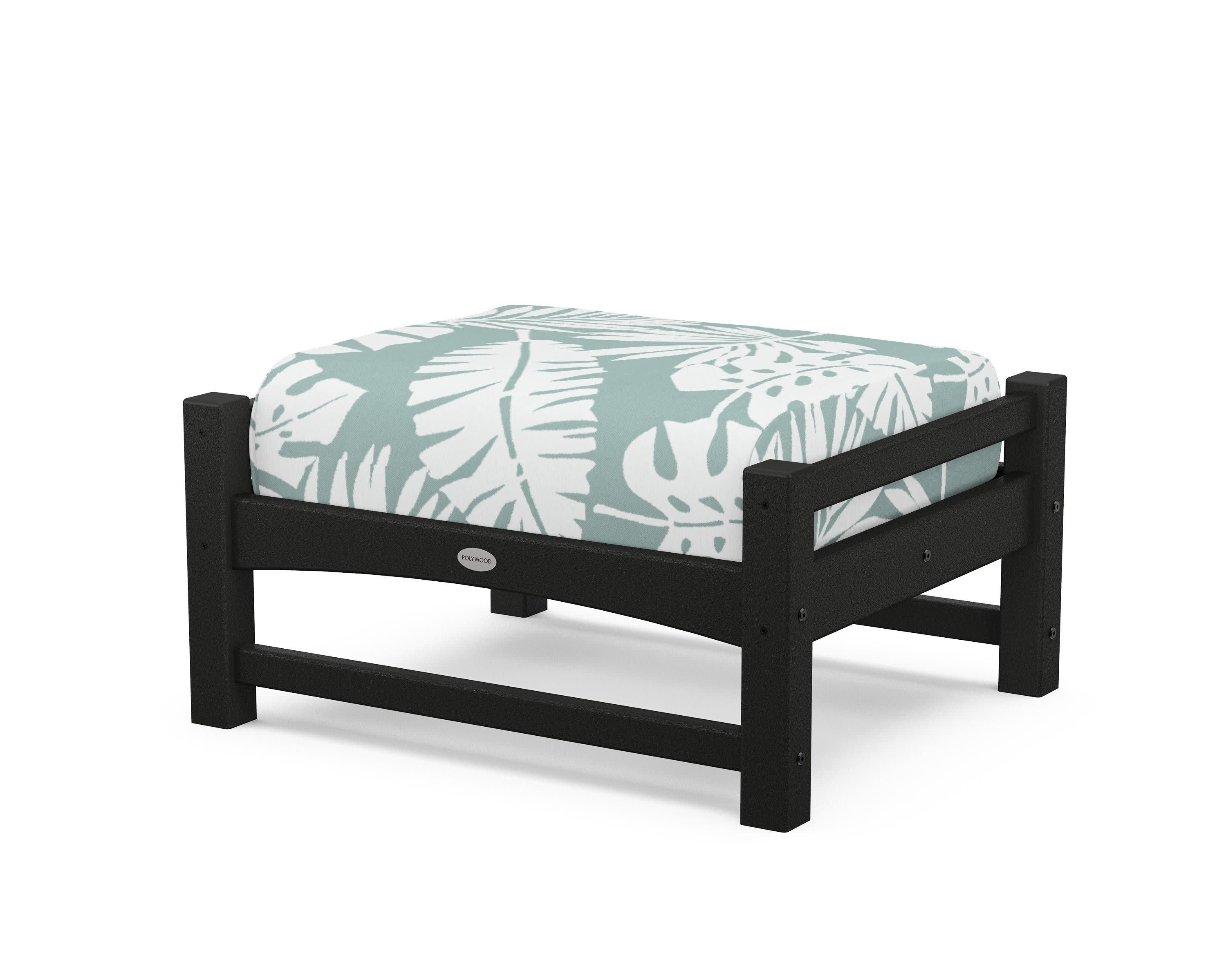 Club Ottoman in Black / Leaf Glacier Spa