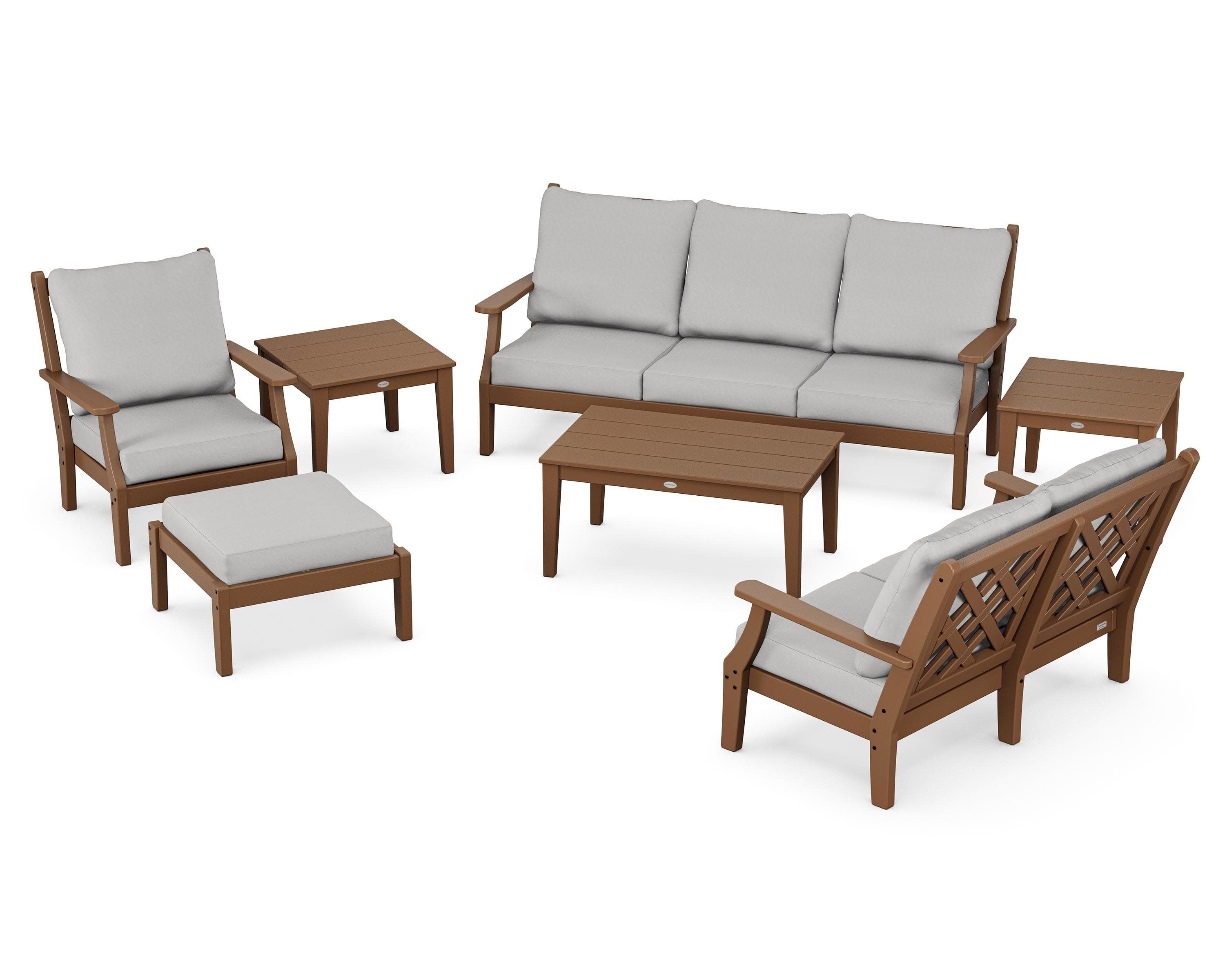 Wovendale 7-Piece Deep Seating Set in Teak / Diamond in the Rough