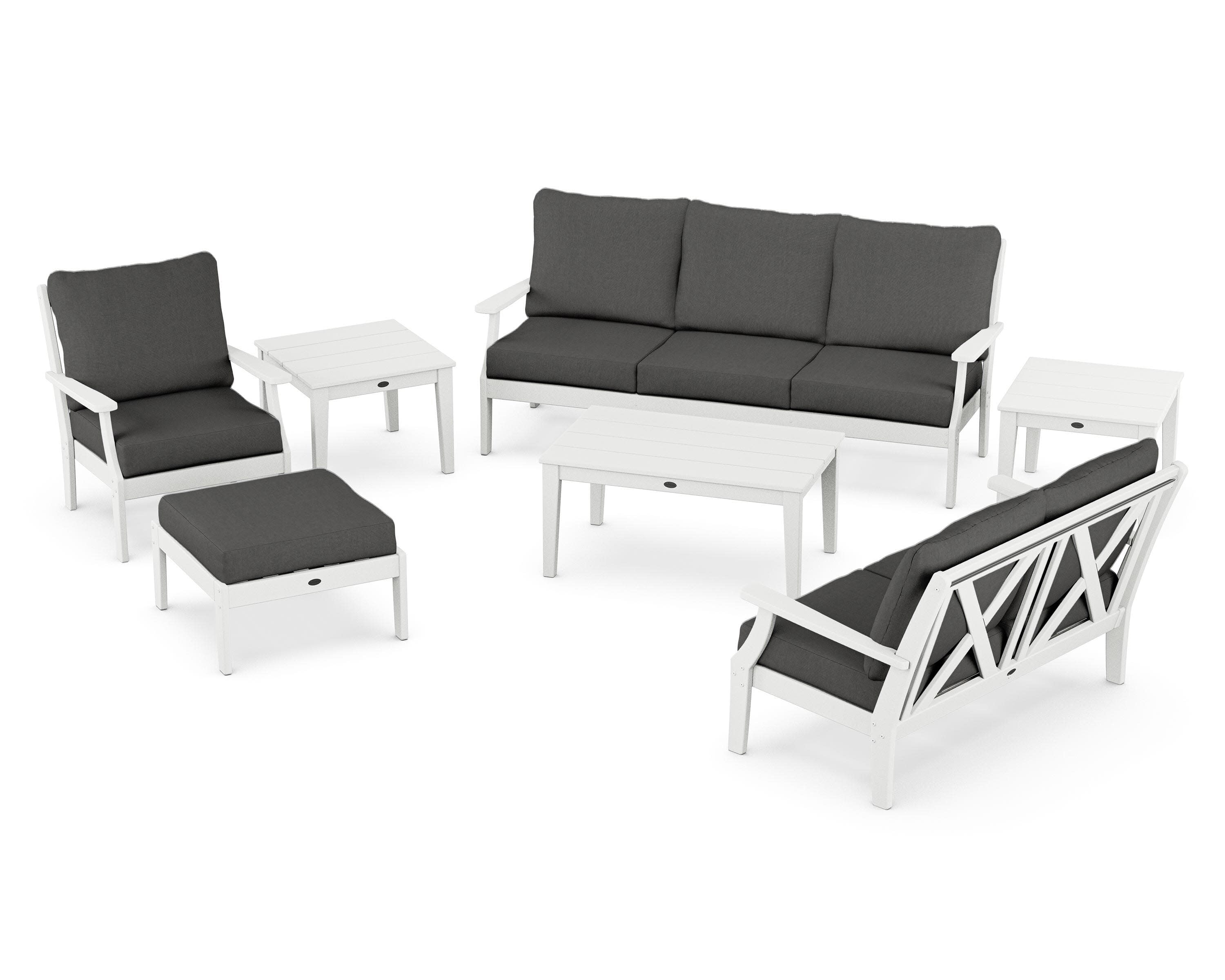 Braxton 7-Piece Deep Seating Set in White / Spectrum Carbon