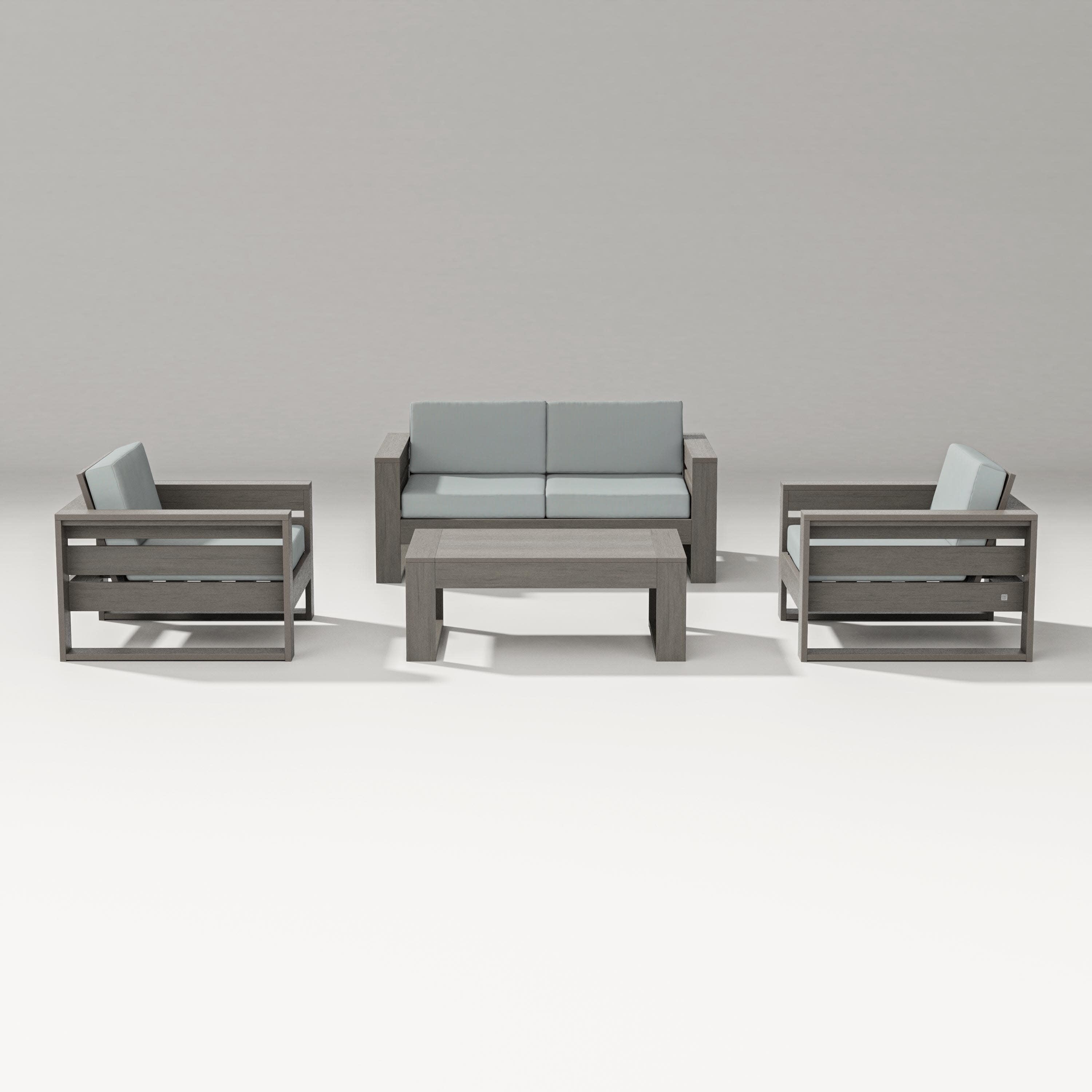 Latitude 4-Piece Lounge Loveseat Set in Driftwood / Spa