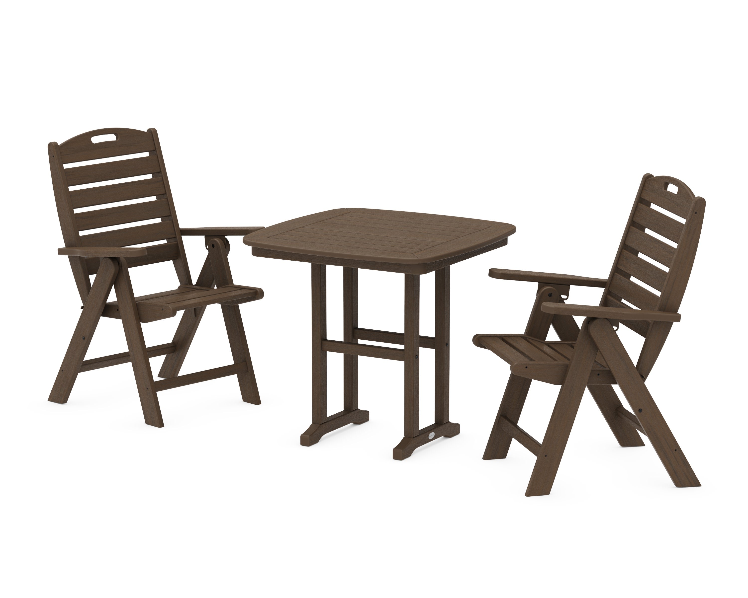 Nautical Folding Highback Chair 3-Piece Dining Set in Kona