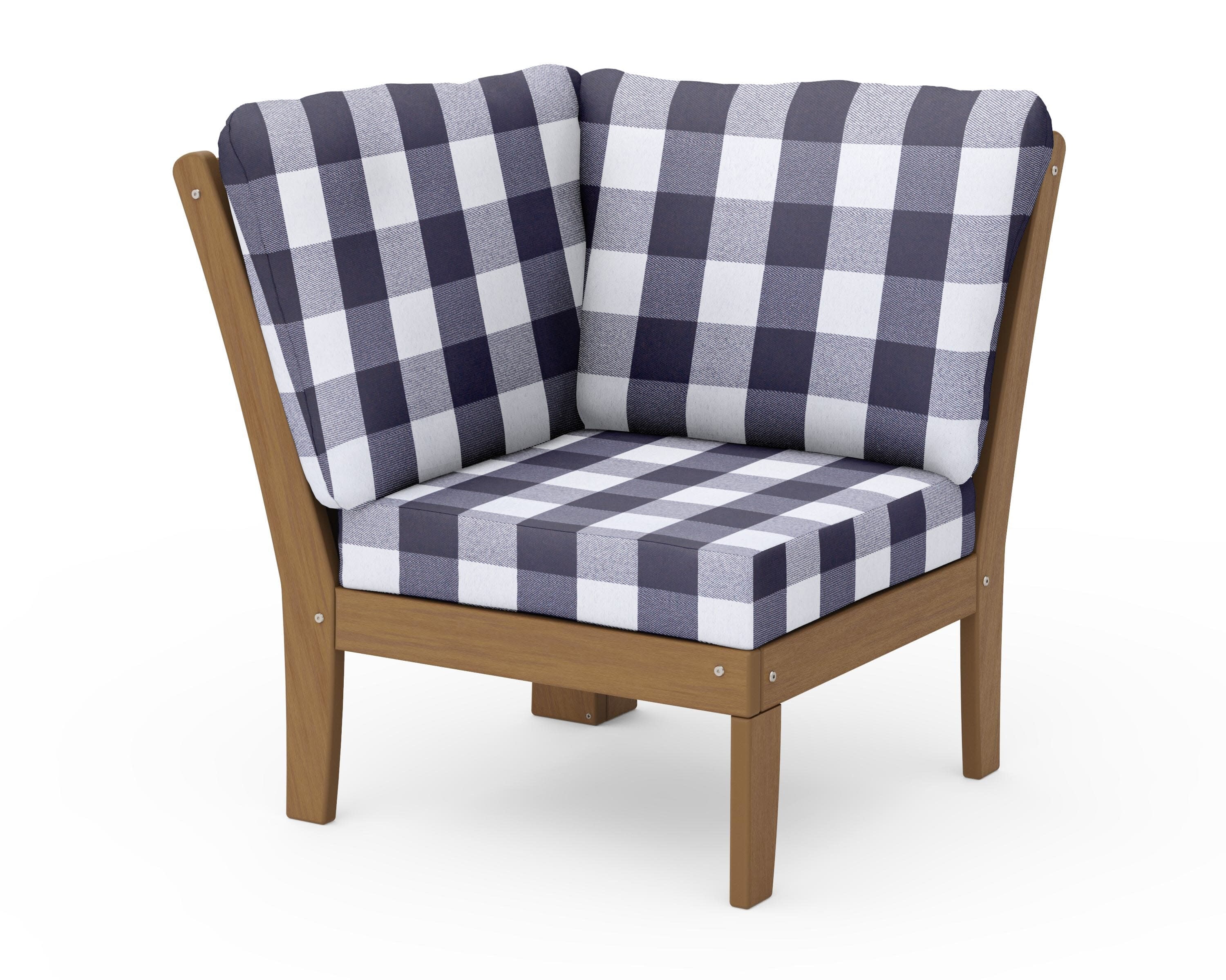Braxton Modular Corner Chair in Natural / Buffalo Plaid Navy