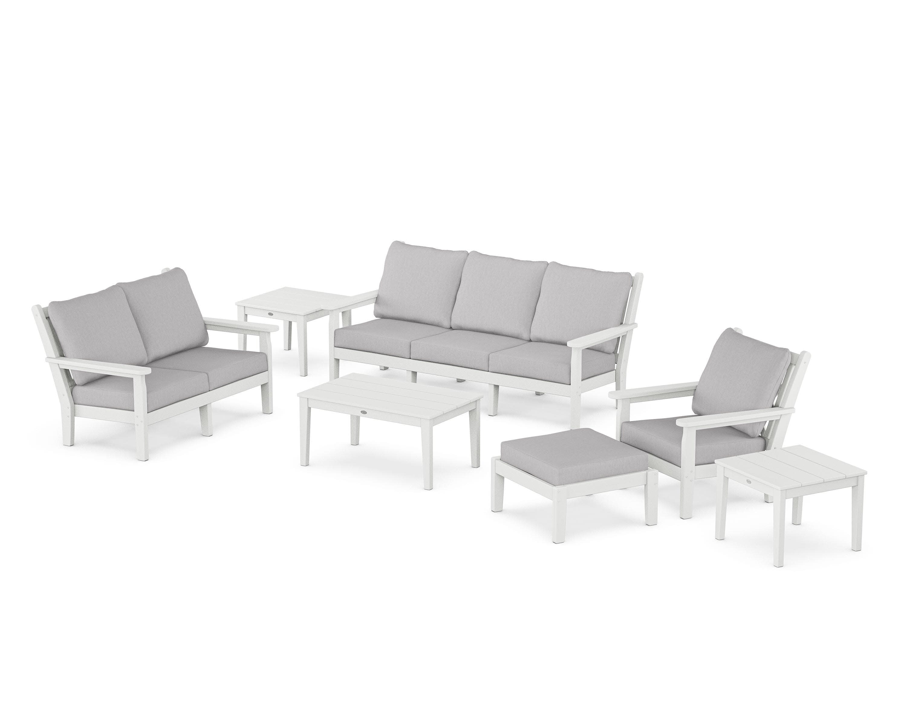 Chippendale 7-Piece Deep Seating Set in White / Granite