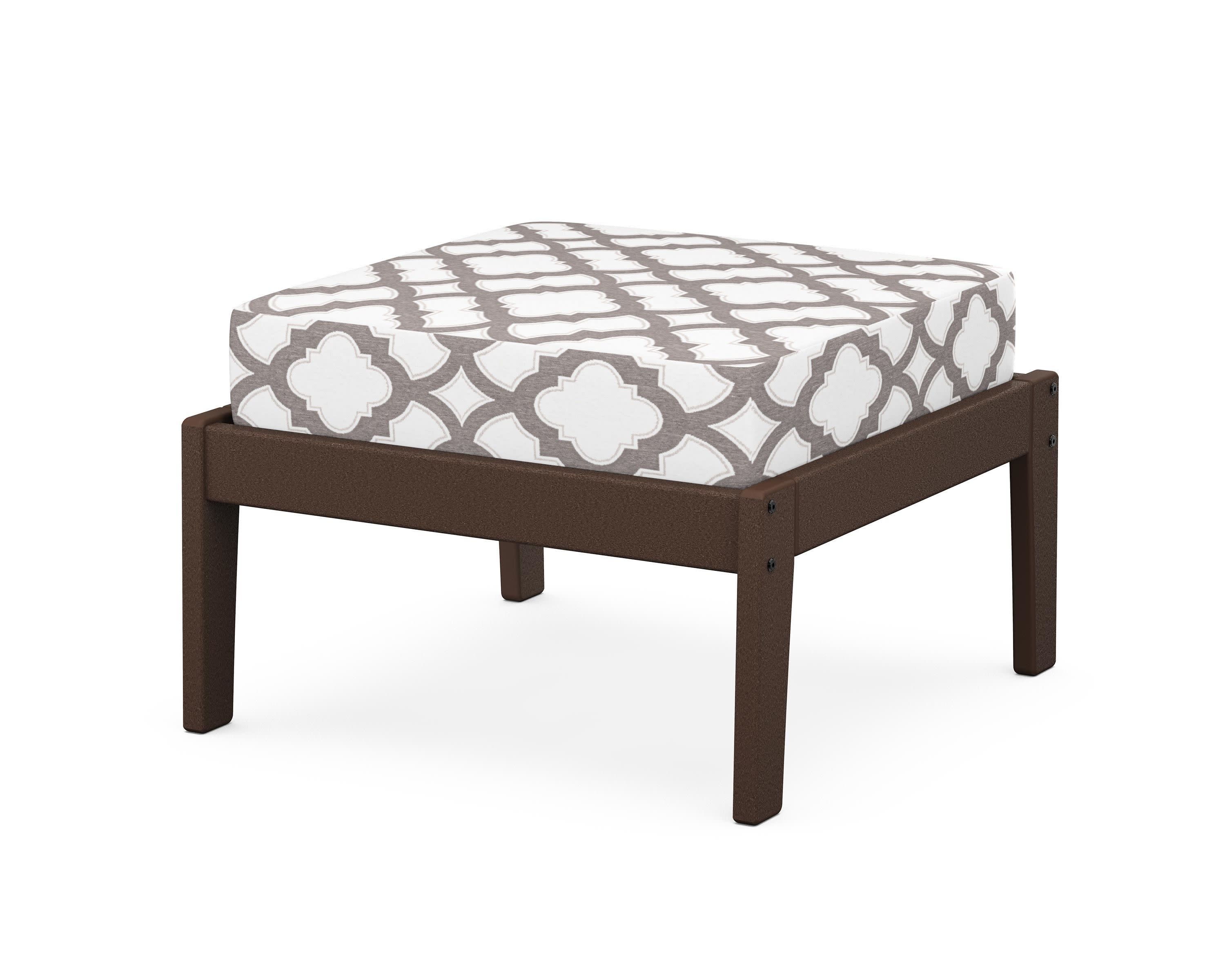 Deep Seating Ottoman in Mahogany / Trellis Grey Mist