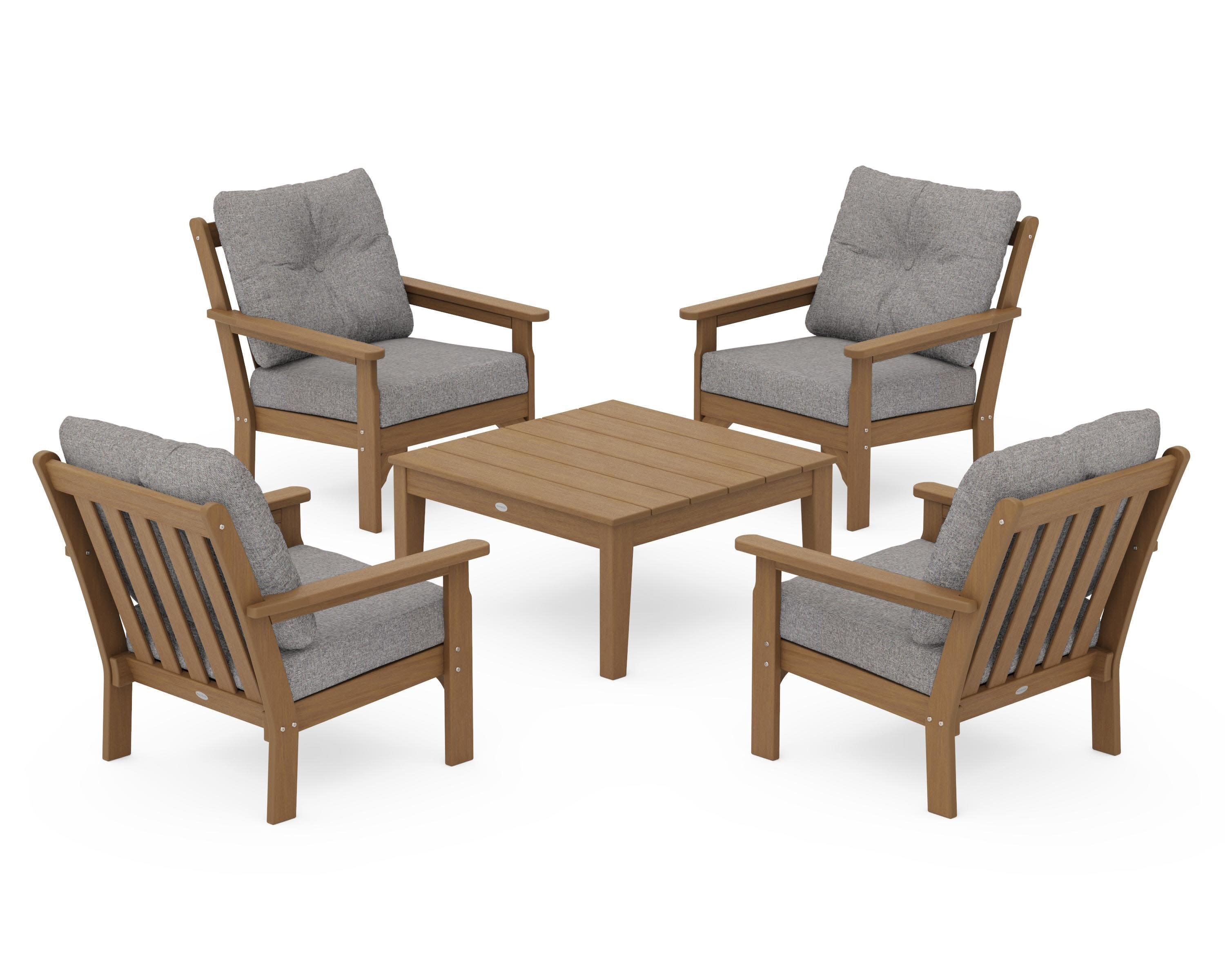 Vineyard 5-Piece Deep Seating Conversation Set in Natural / Grey Mist